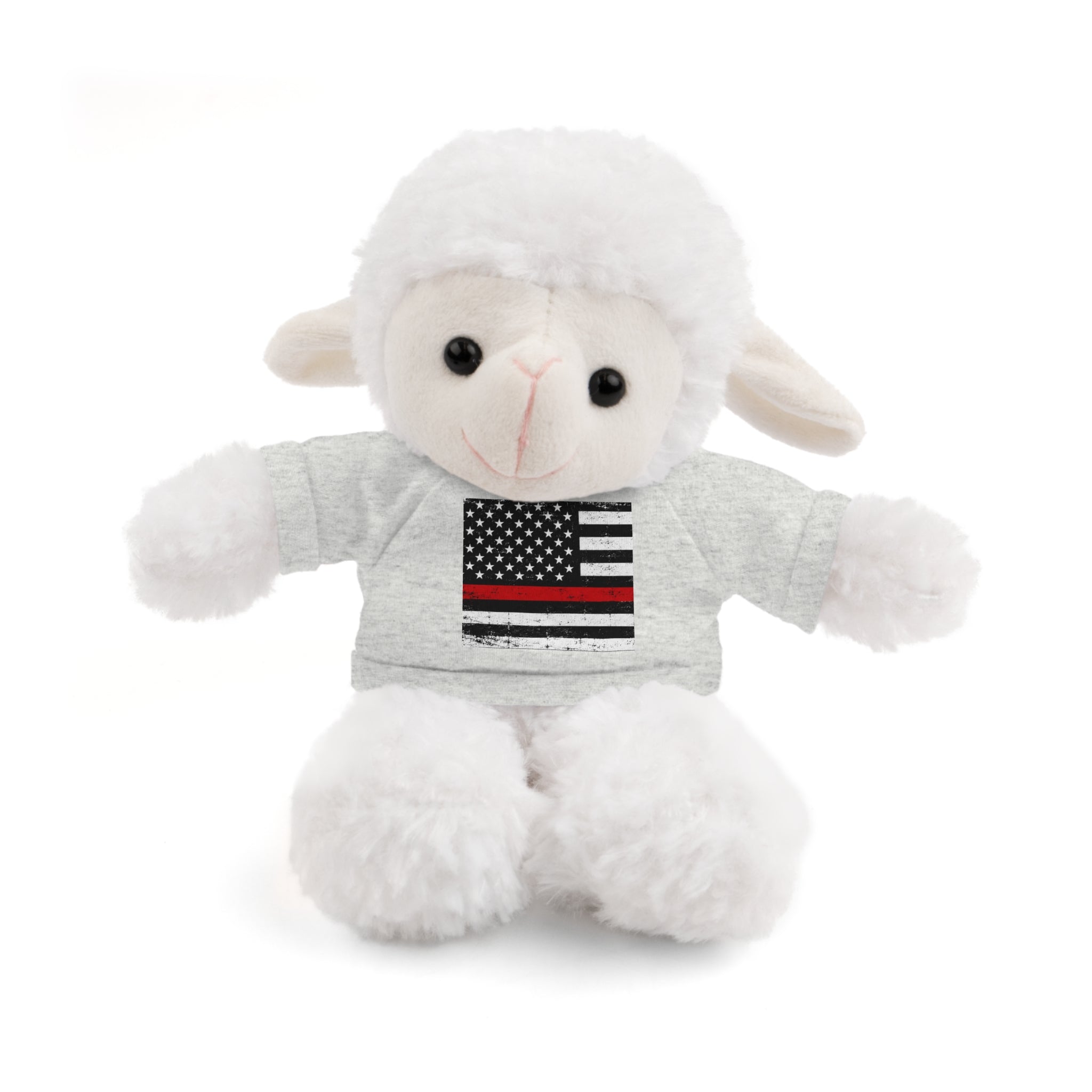 Kids Stuffed Animal with Thin Red line flag Tee