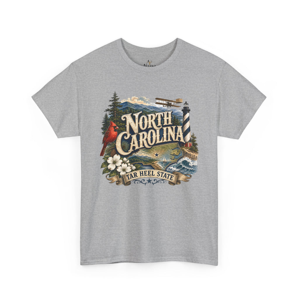 Unisex Heavy Cotton Tee🌲 North Carolina – Coastal Beauty and Mountain Adventure 🌊✈️