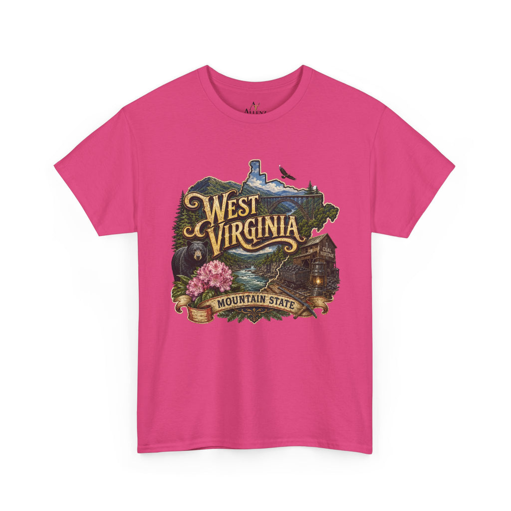 Unisex Heavy Cotton Tee🏔️🖤 West Virginia – Wild and Wonderful Mountain State ⛏️🐻