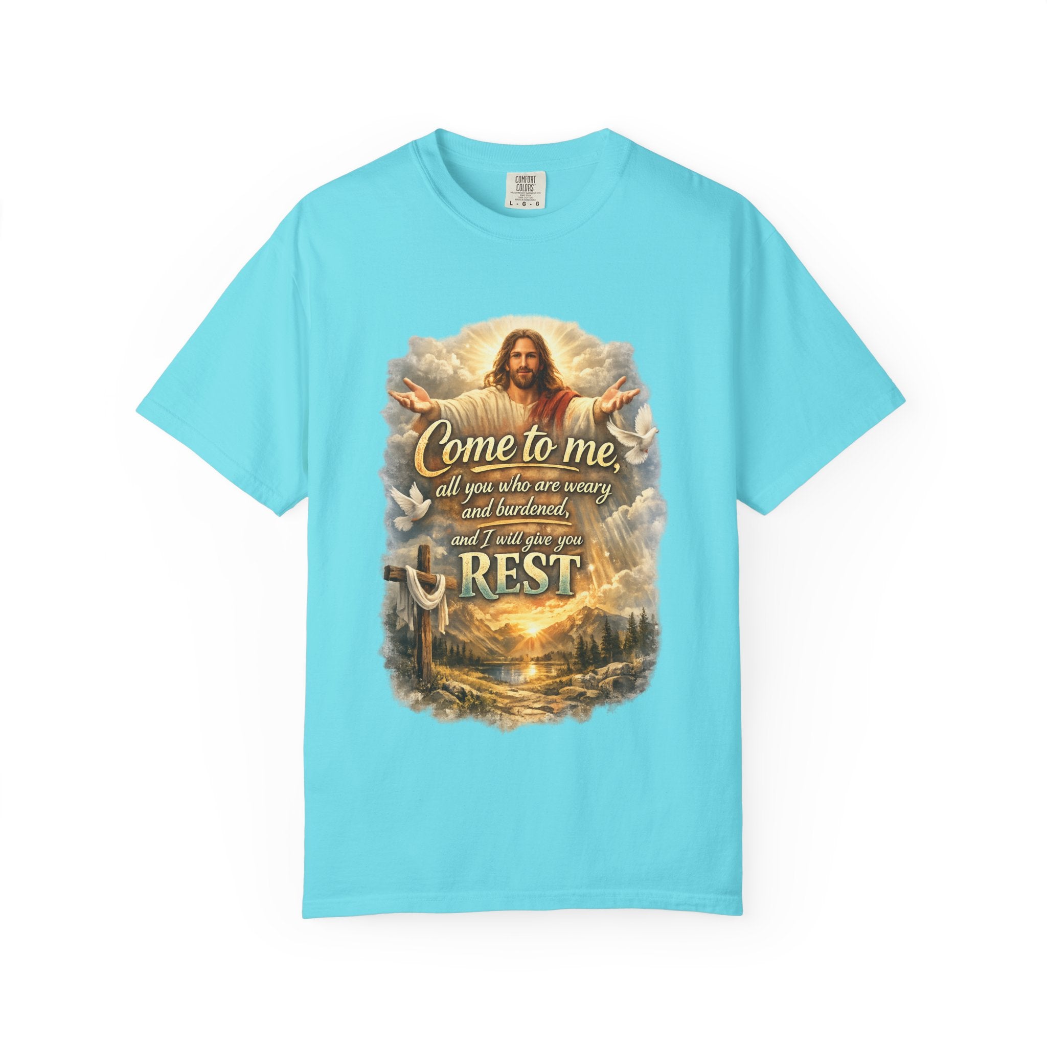 Come to Me Christian T-Shirt — "Come to me... and I will give you REST" Religious Faith Tee