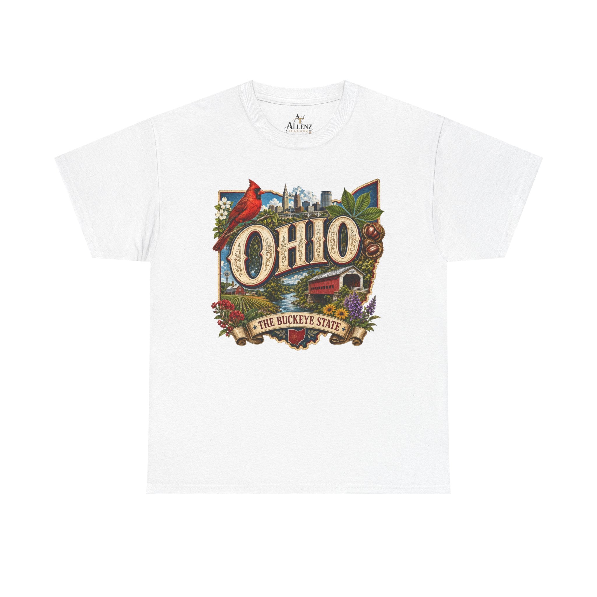 Unisex Heavy Cotton Tee🍂 Ohio – The Heart of the Buckeye State 🌰🌾