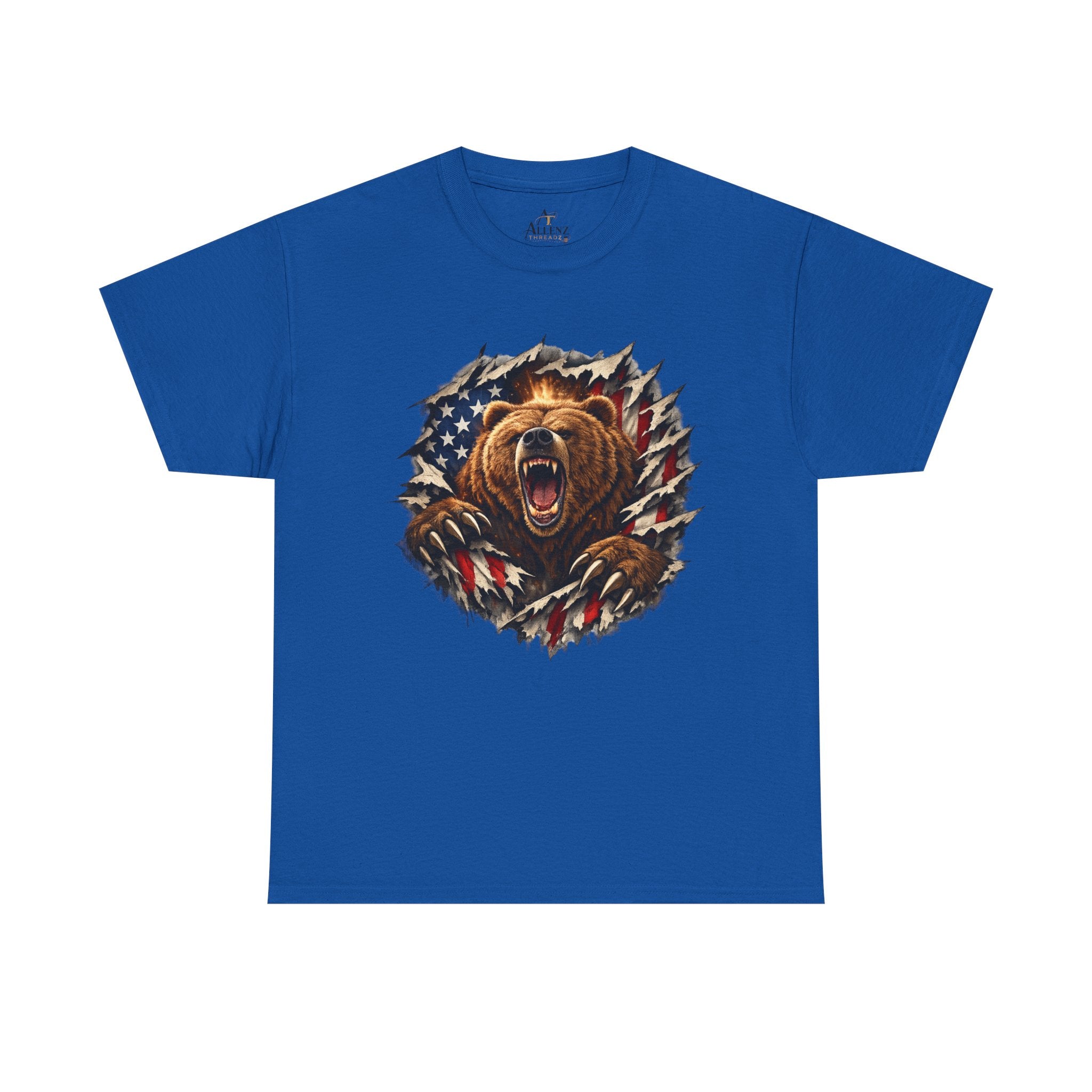 Unisex Heavy Cotton Tee-bear coming out of the American flag
