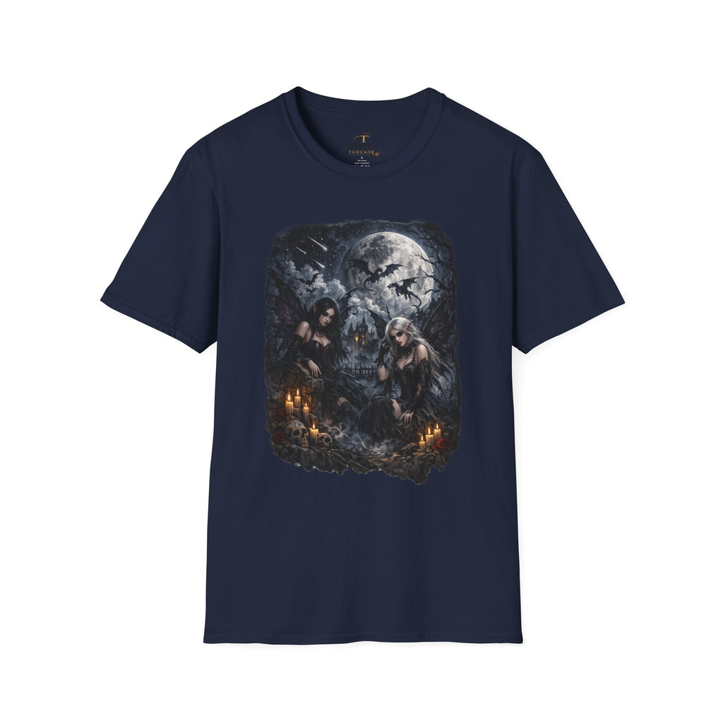 Fantasy Moonlit Wolves T-Shirt — Gothic Werewolf Night Scene