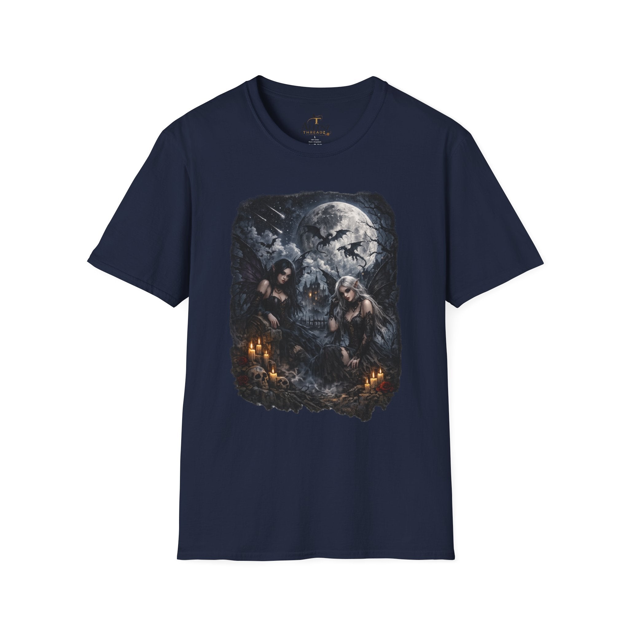 Fantasy Moonlit Wolves T-Shirt — Gothic Werewolf Night Scene