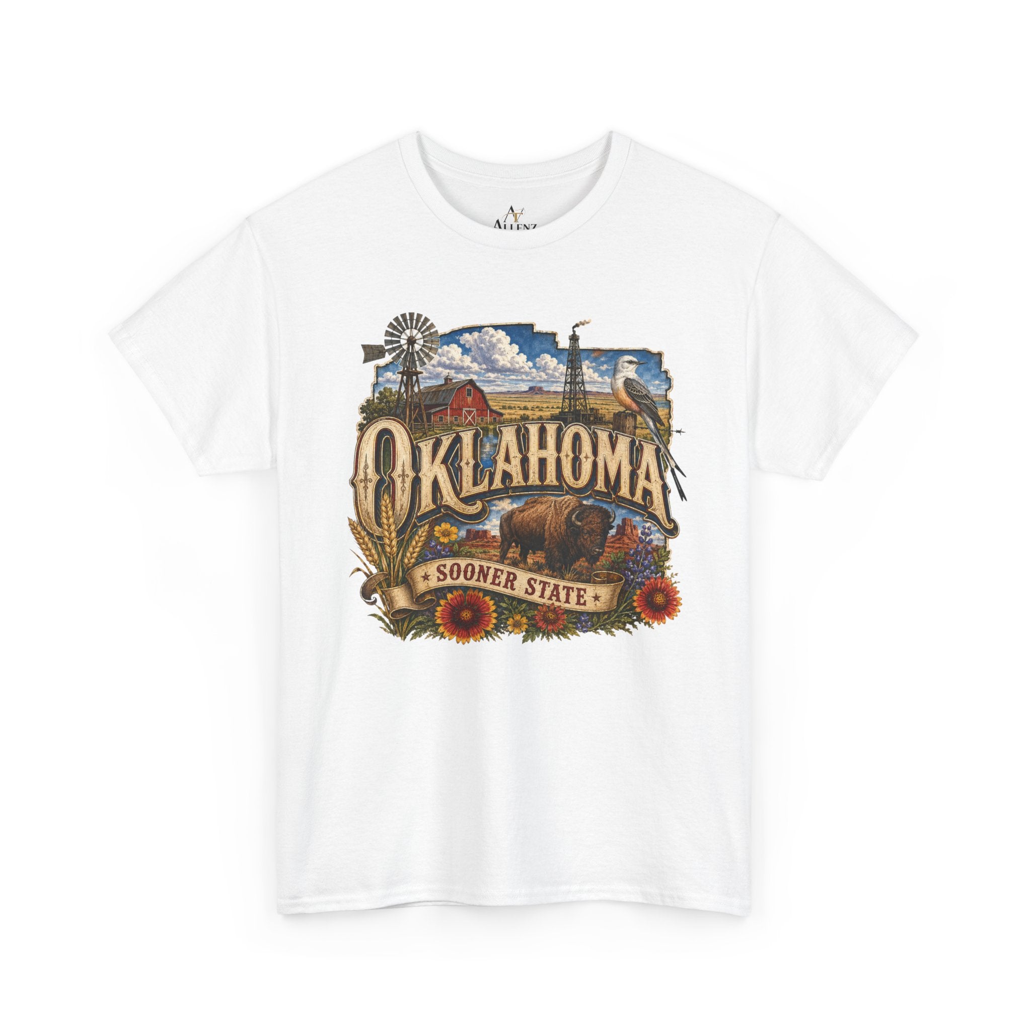 Unisex Heavy Cotton Tee🌾 Oklahoma – Proud Spirit of the Sooner State 🦬🌻