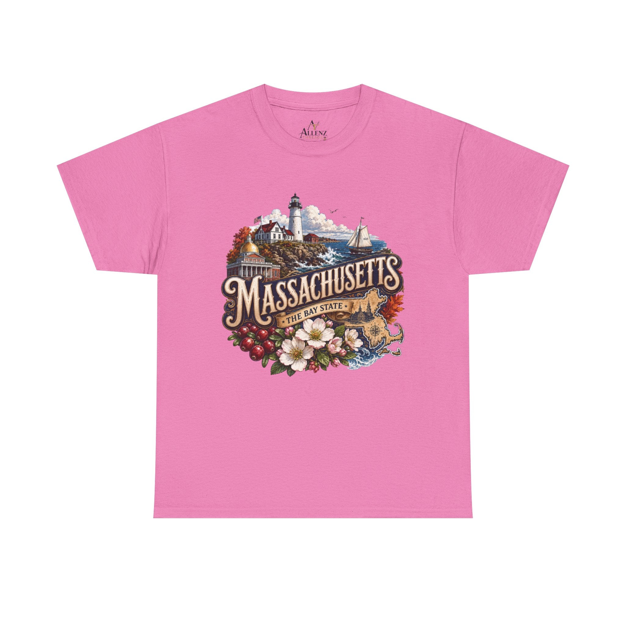Unisex Heavy Cotton Tee ⚓ Massachusetts – Historic Coastal Pride