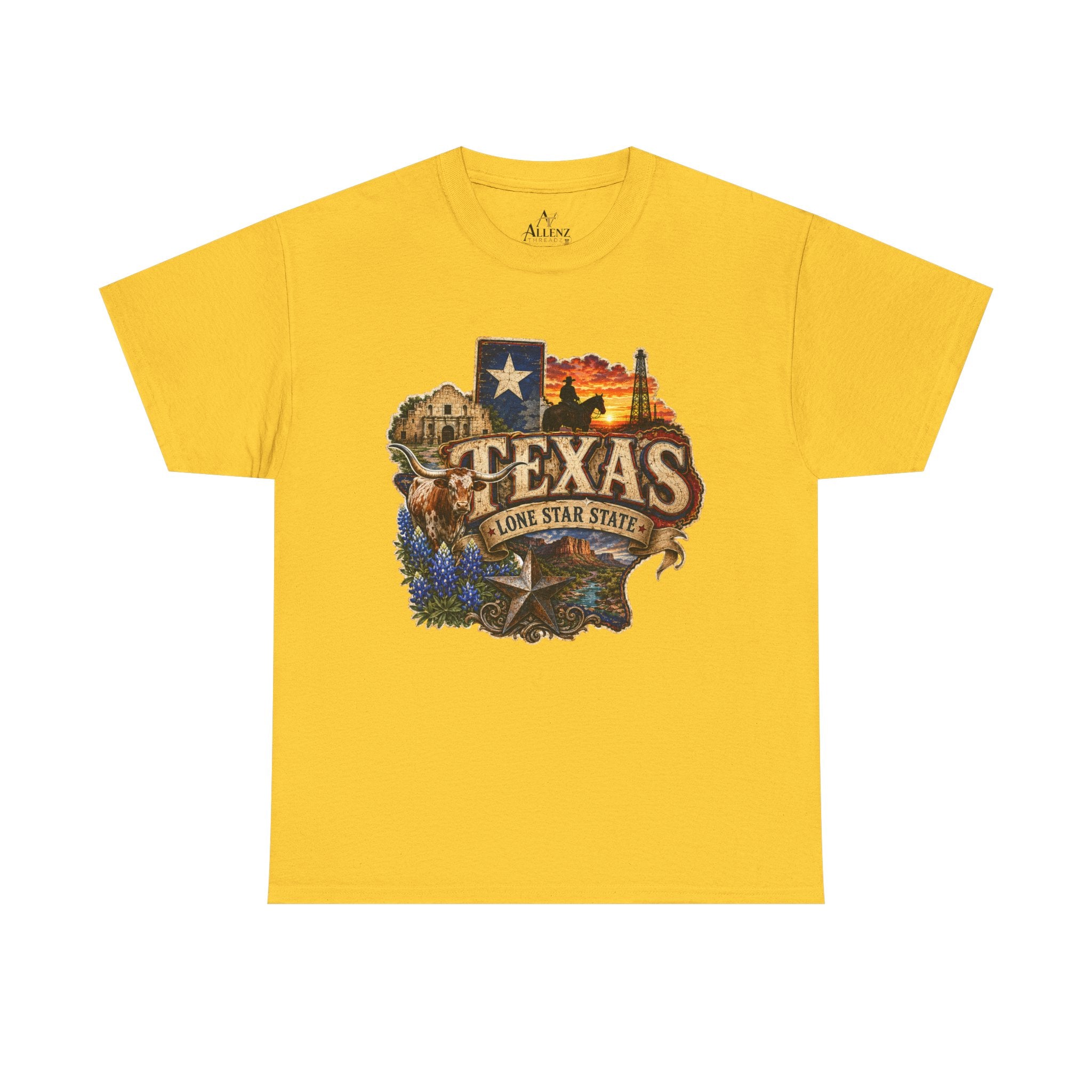 Unisex Heavy Cotton Tee⭐🤠 Texas – Pride of the Lone Star State 🌵🐂