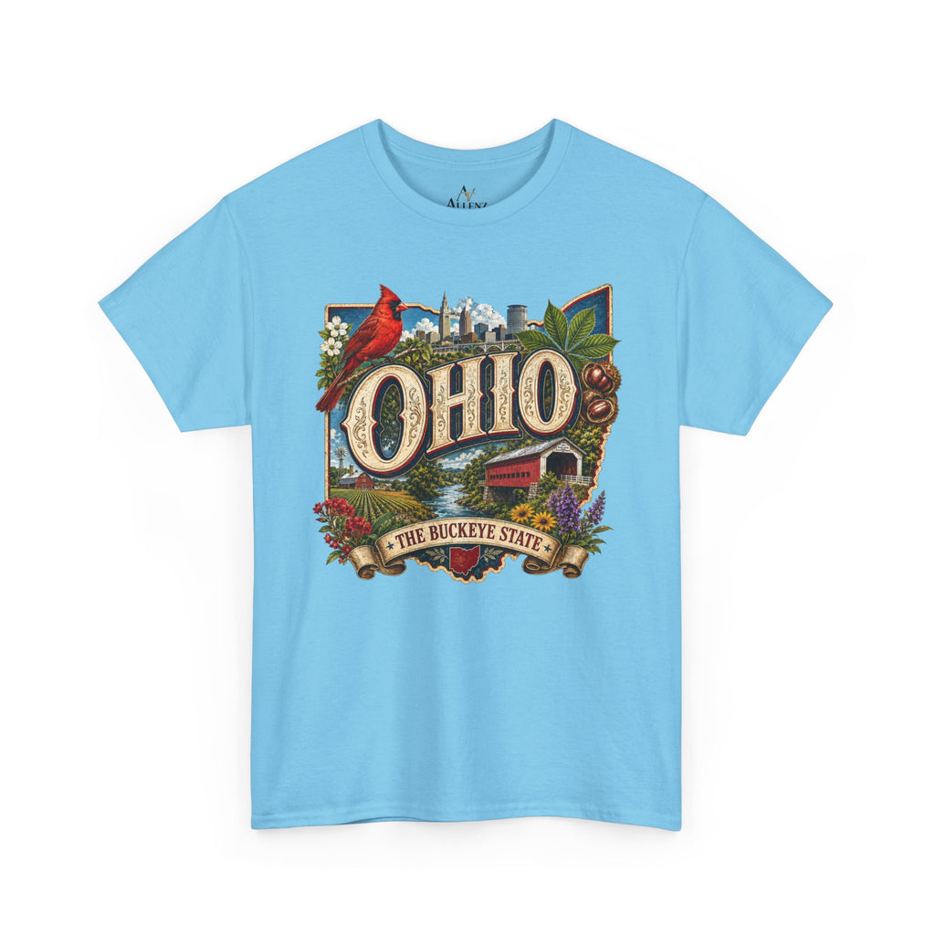 Unisex Heavy Cotton Tee🍂 Ohio – The Heart of the Buckeye State 🌰🌾