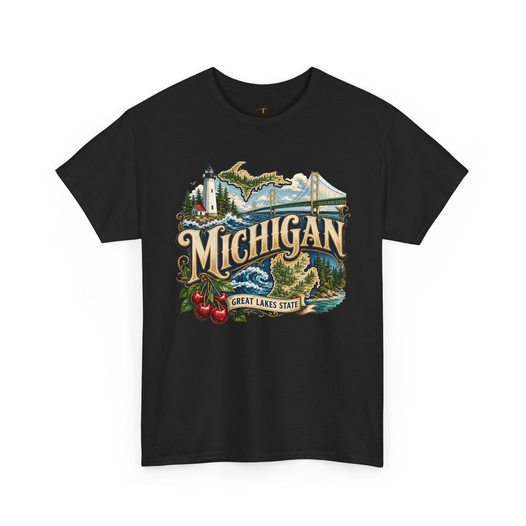 Unisex Heavy Cotton Tee🌊 Michigan – Great Lakes Beauty and Northern Adventure 🌊