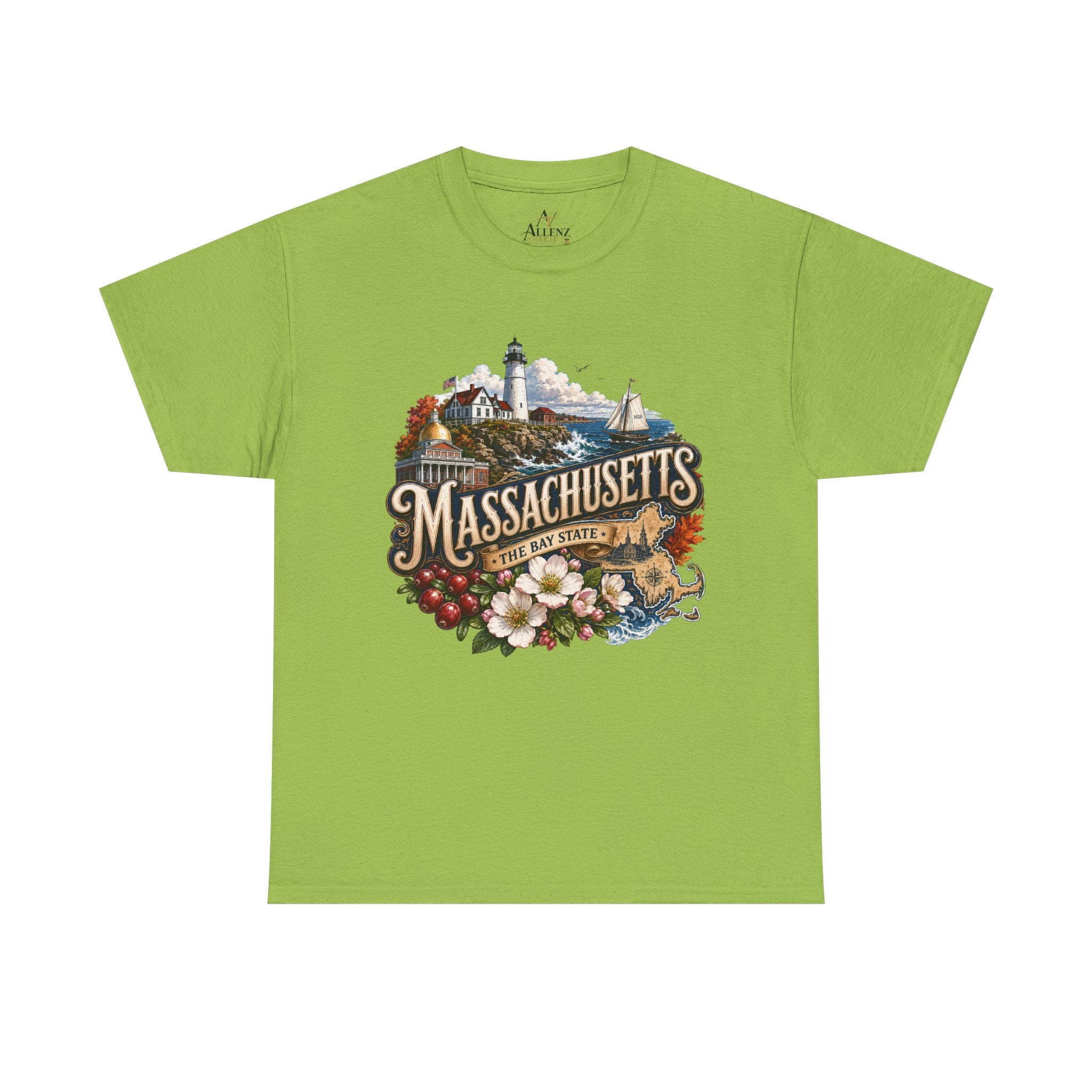 Unisex Heavy Cotton Tee ⚓ Massachusetts – Historic Coastal Pride