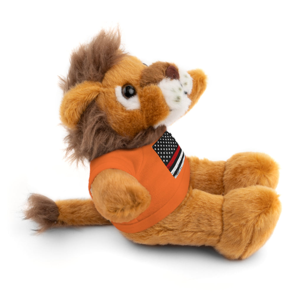 Kids Stuffed Animal with Thin Red line flag Tee