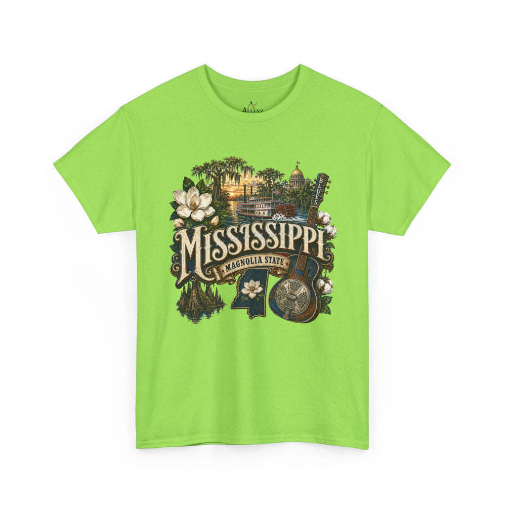 Unisex Heavy Cotton Tee🎸 Mississippi – Southern Soul and Magnolia State Pride 🎸