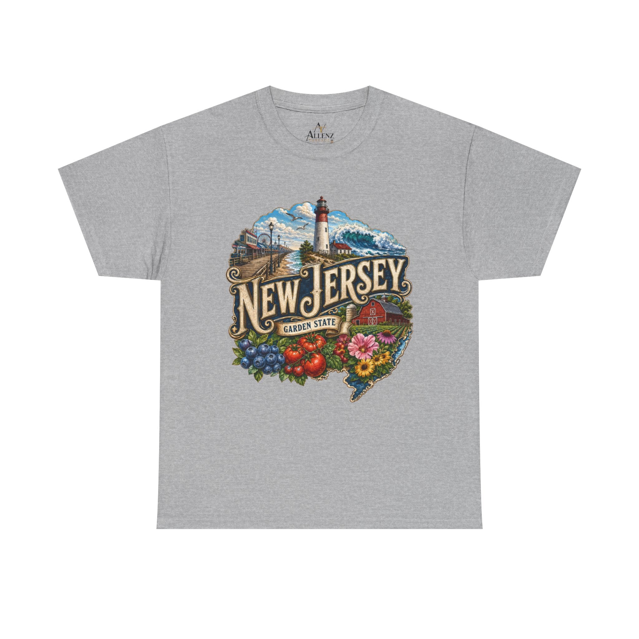 Unisex Heavy Cotton Tee🌊 New Jersey – Coastal Charm and Garden State Pride 🍅🫐