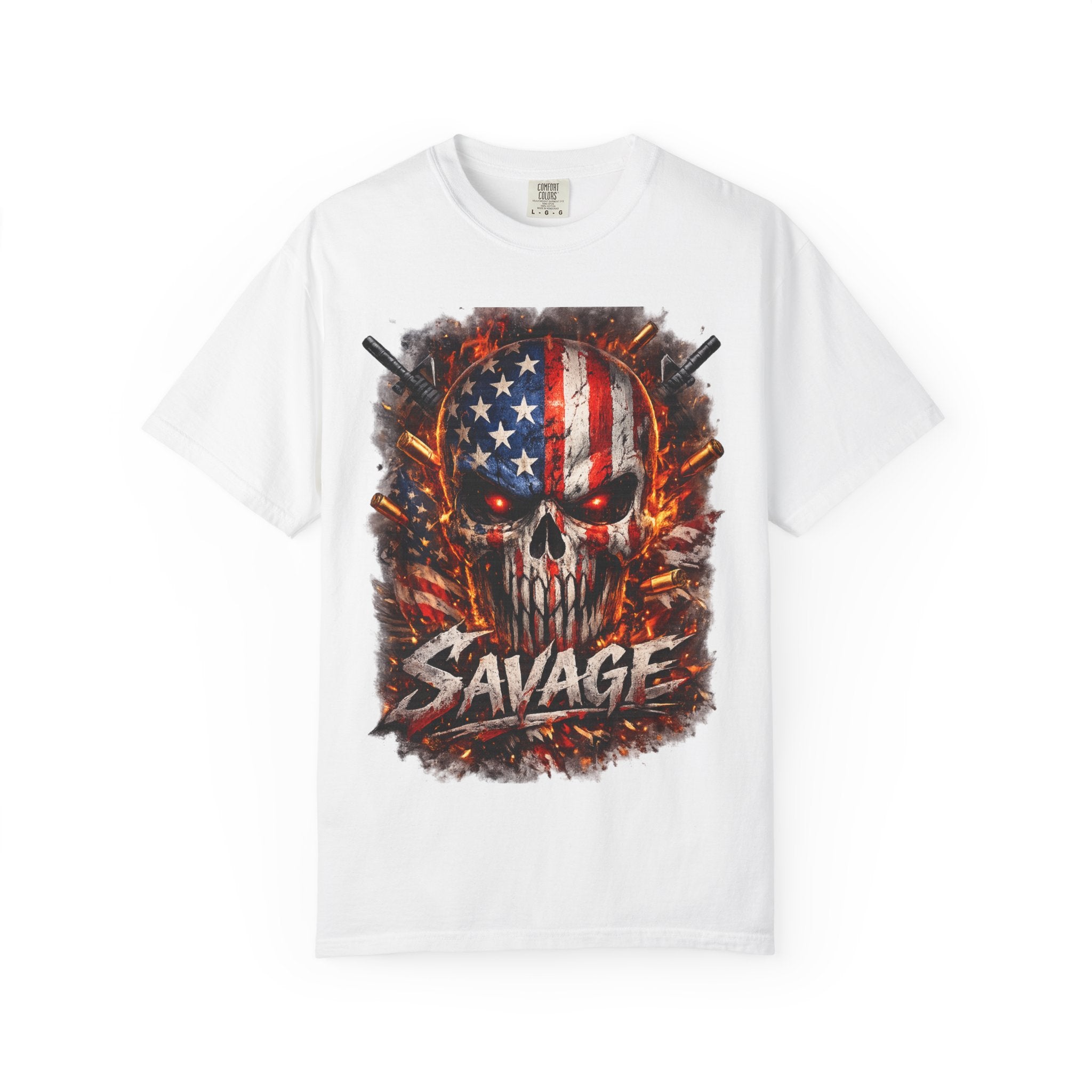 American Flag Skull 'Savage' Graphic T-Shirt