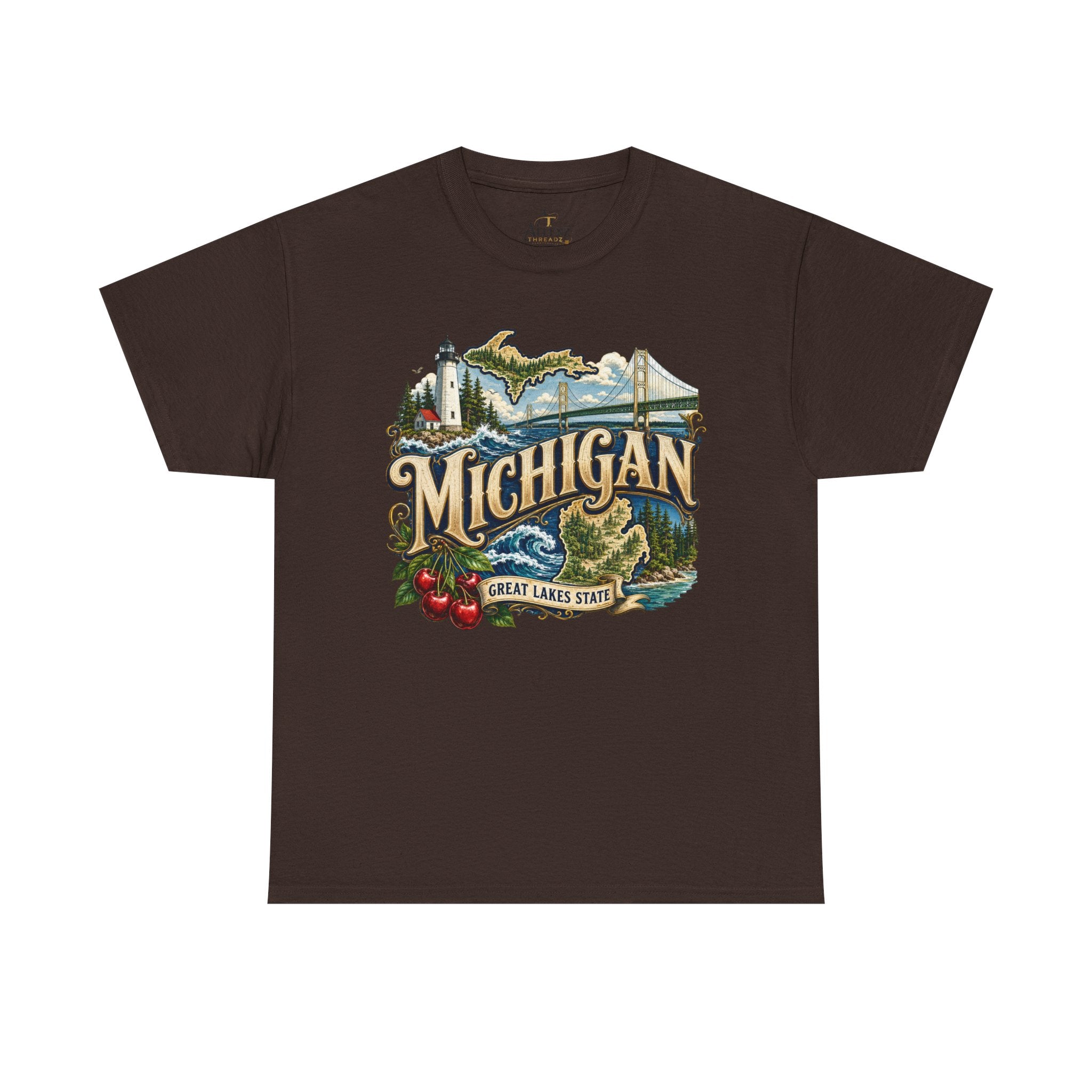 Unisex Heavy Cotton Tee🌊 Michigan – Great Lakes Beauty and Northern Adventure 🌊