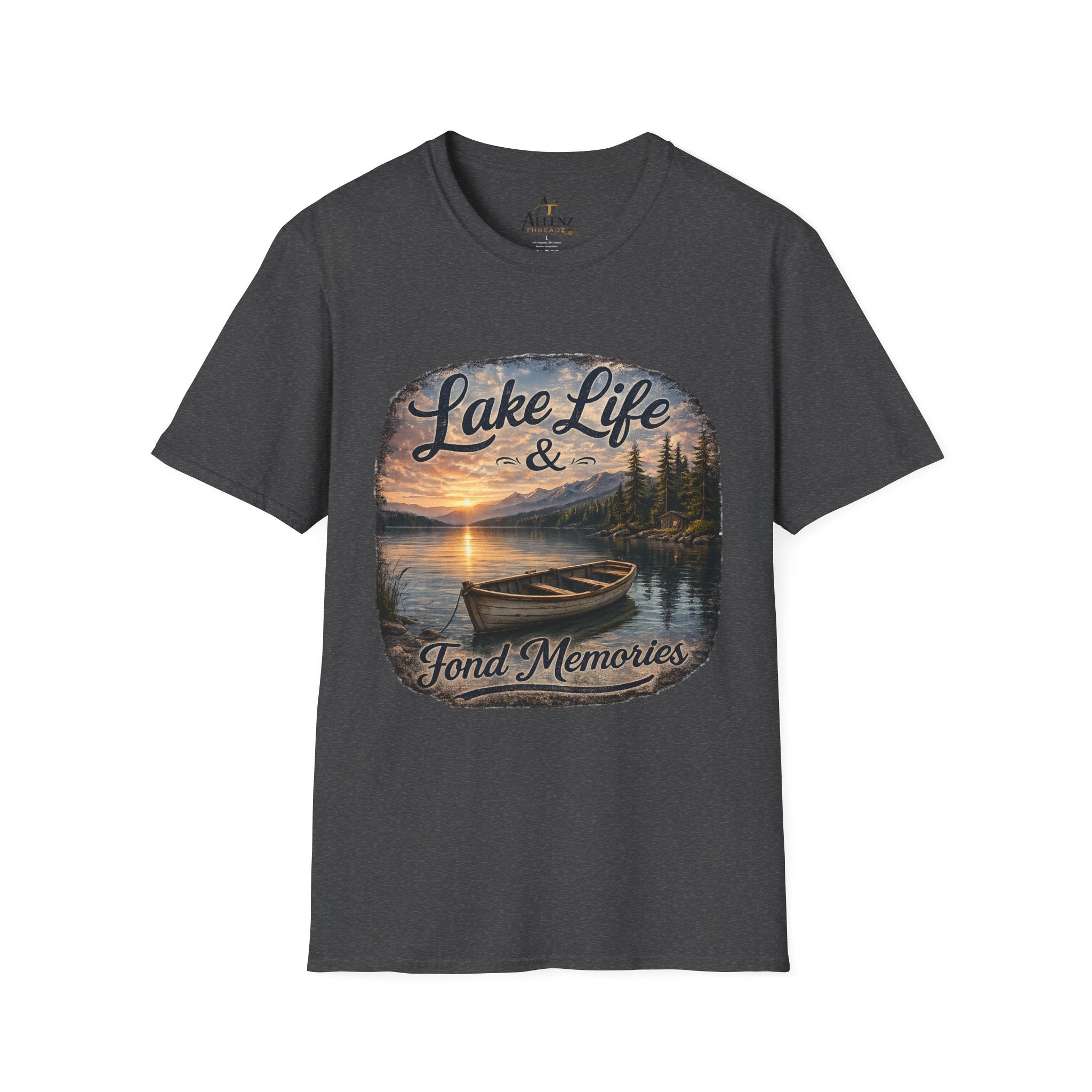 Lake Life T-Shirt — Scenic Sunrise Boat 'Lake Life & Fond Memories'