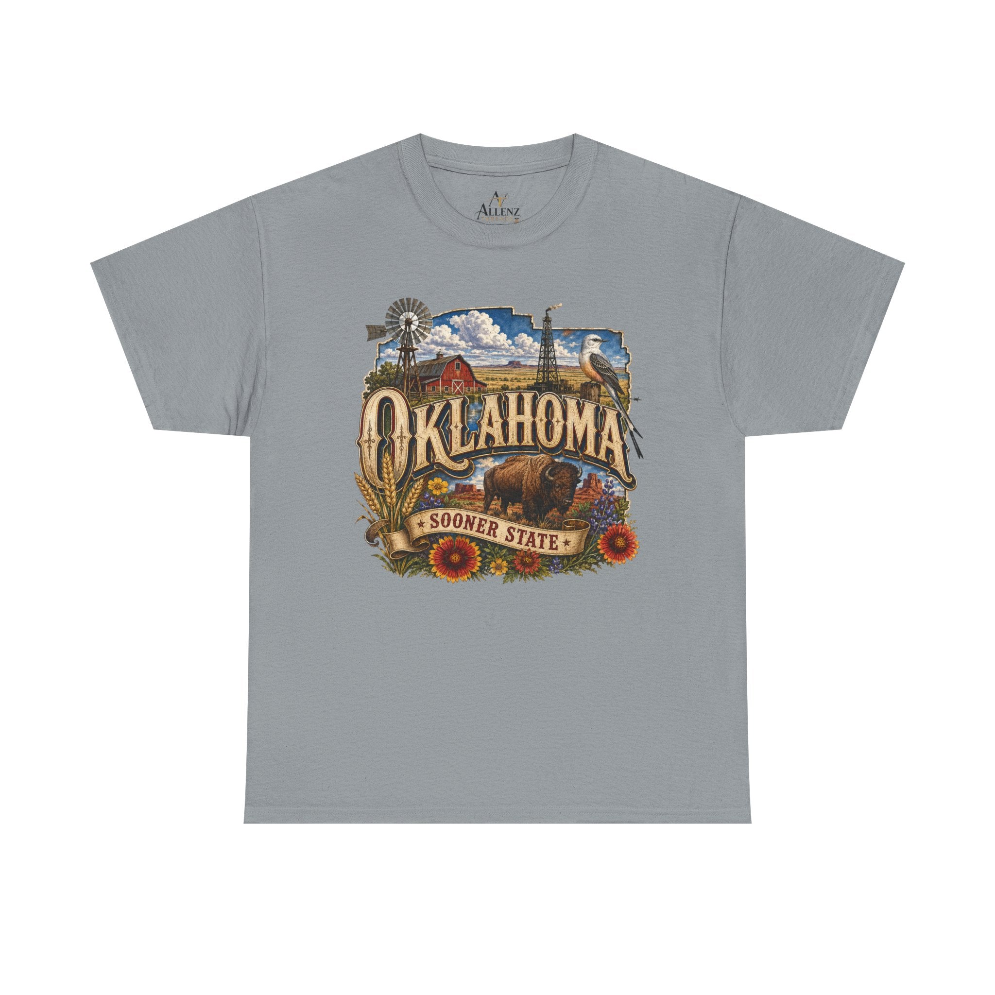 Unisex Heavy Cotton Tee🌾 Oklahoma – Proud Spirit of the Sooner State 🦬🌻