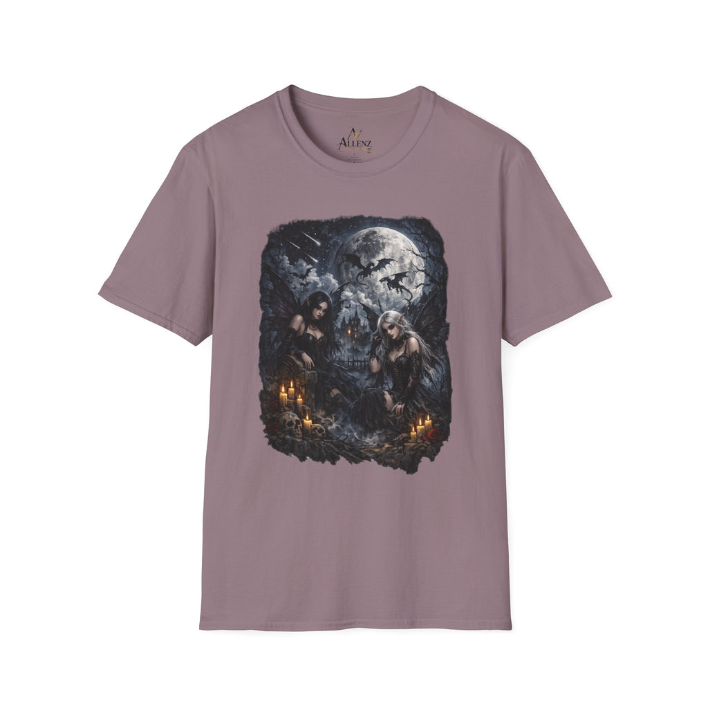 Fantasy Moonlit Wolves T-Shirt — Gothic Werewolf Night Scene