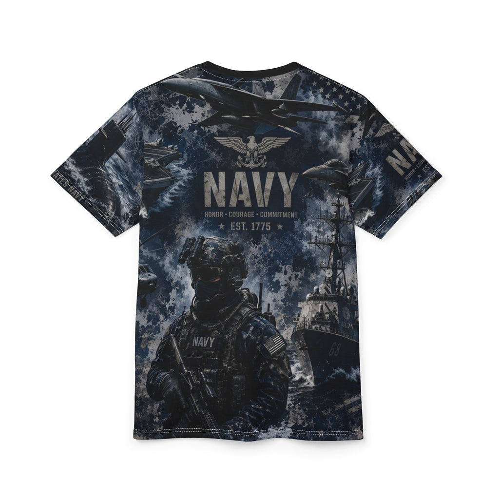 Unisex NAVY Cut and Sew Tee (AOP)
