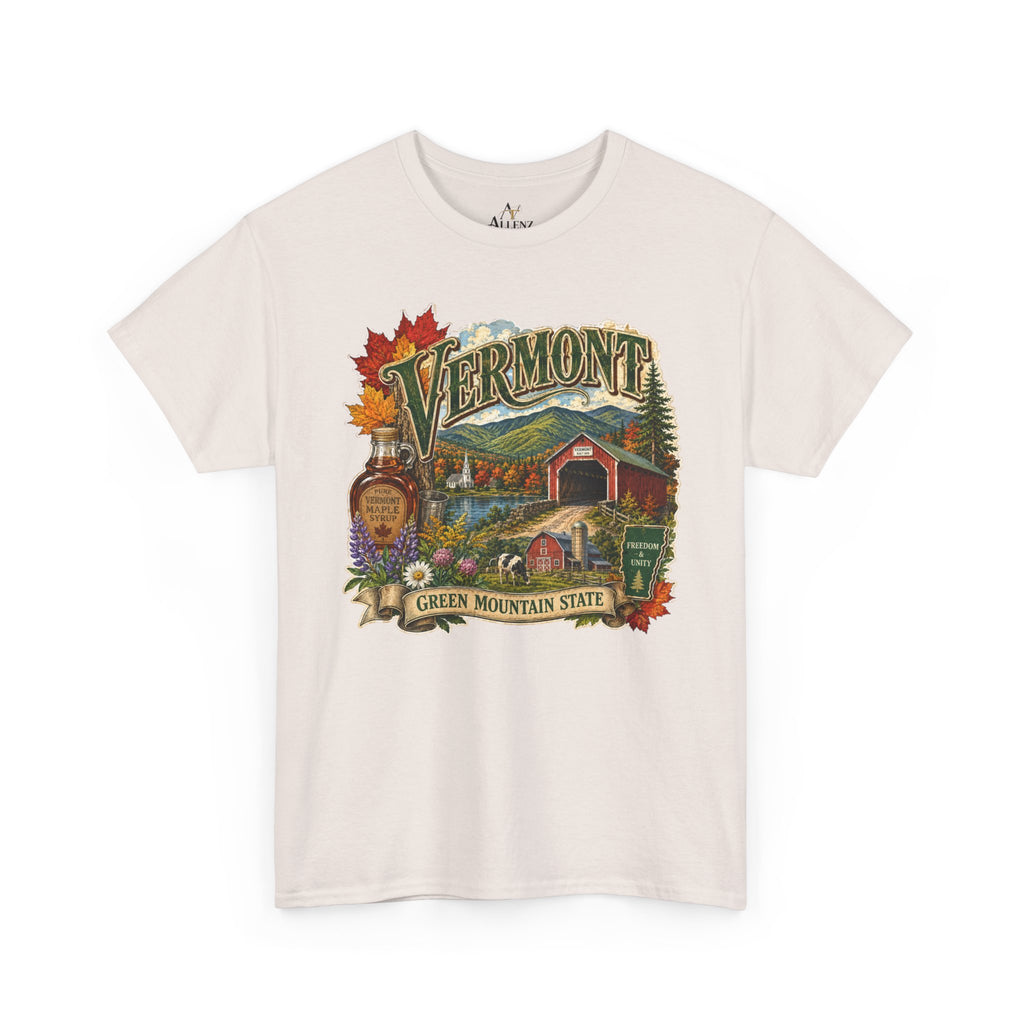 Unisex Heavy Cotton Tee🍁🏔️ Vermont – Beauty of the Green Mountain State 🍁🚜