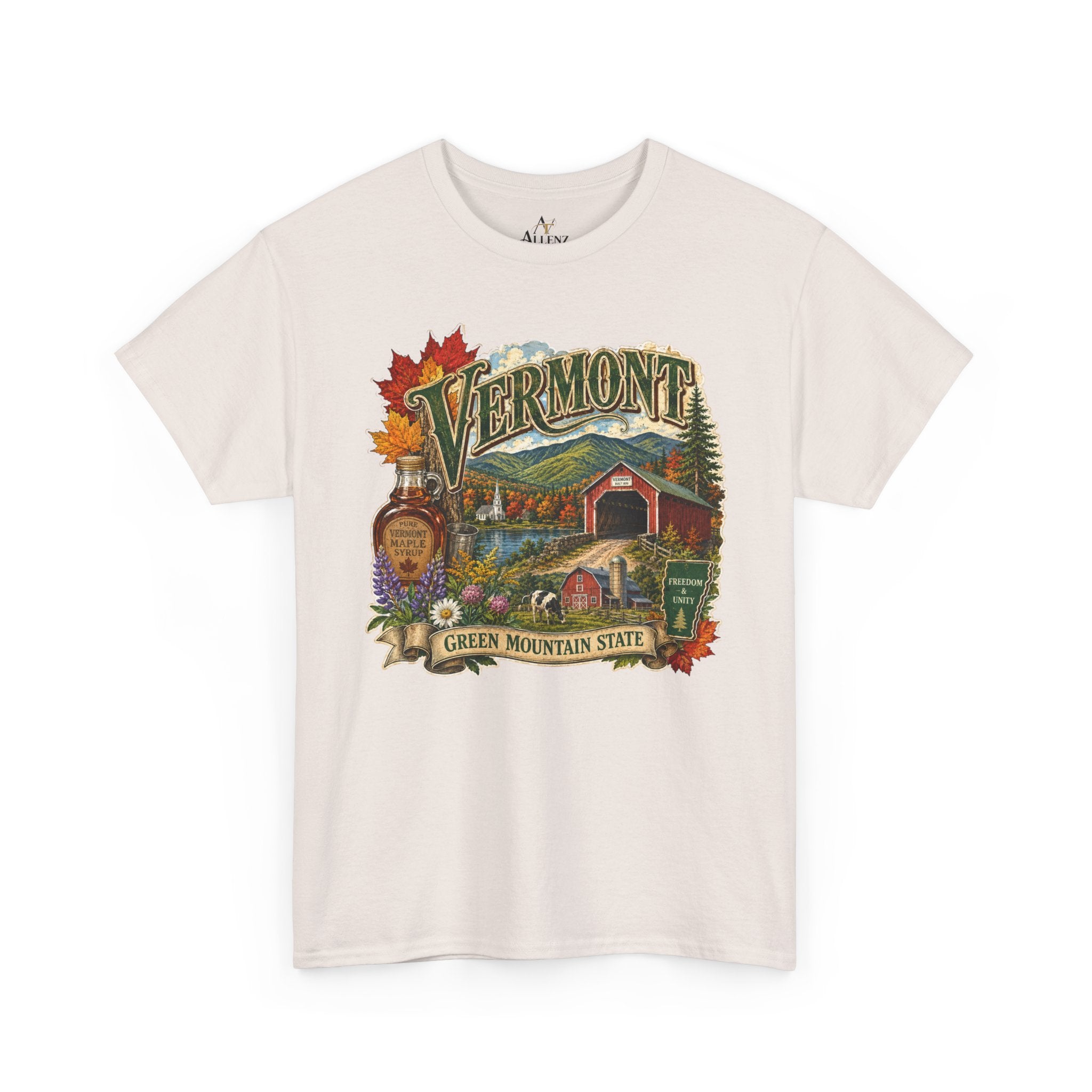 Unisex Heavy Cotton Tee🍁🏔️ Vermont – Beauty of the Green Mountain State 🍁🚜
