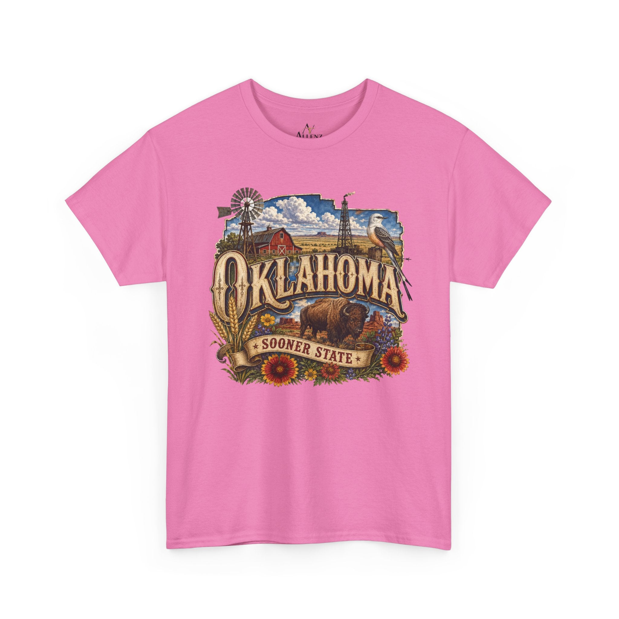 Unisex Heavy Cotton Tee🌾 Oklahoma – Proud Spirit of the Sooner State 🦬🌻