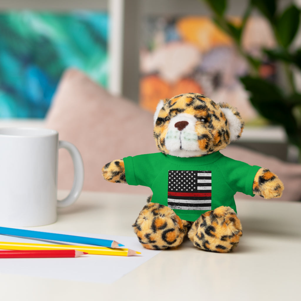 Kids Stuffed Animal with Thin Red line flag Tee