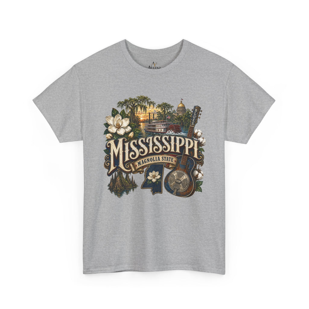 Unisex Heavy Cotton Tee🎸 Mississippi – Southern Soul and Magnolia State Pride 🎸