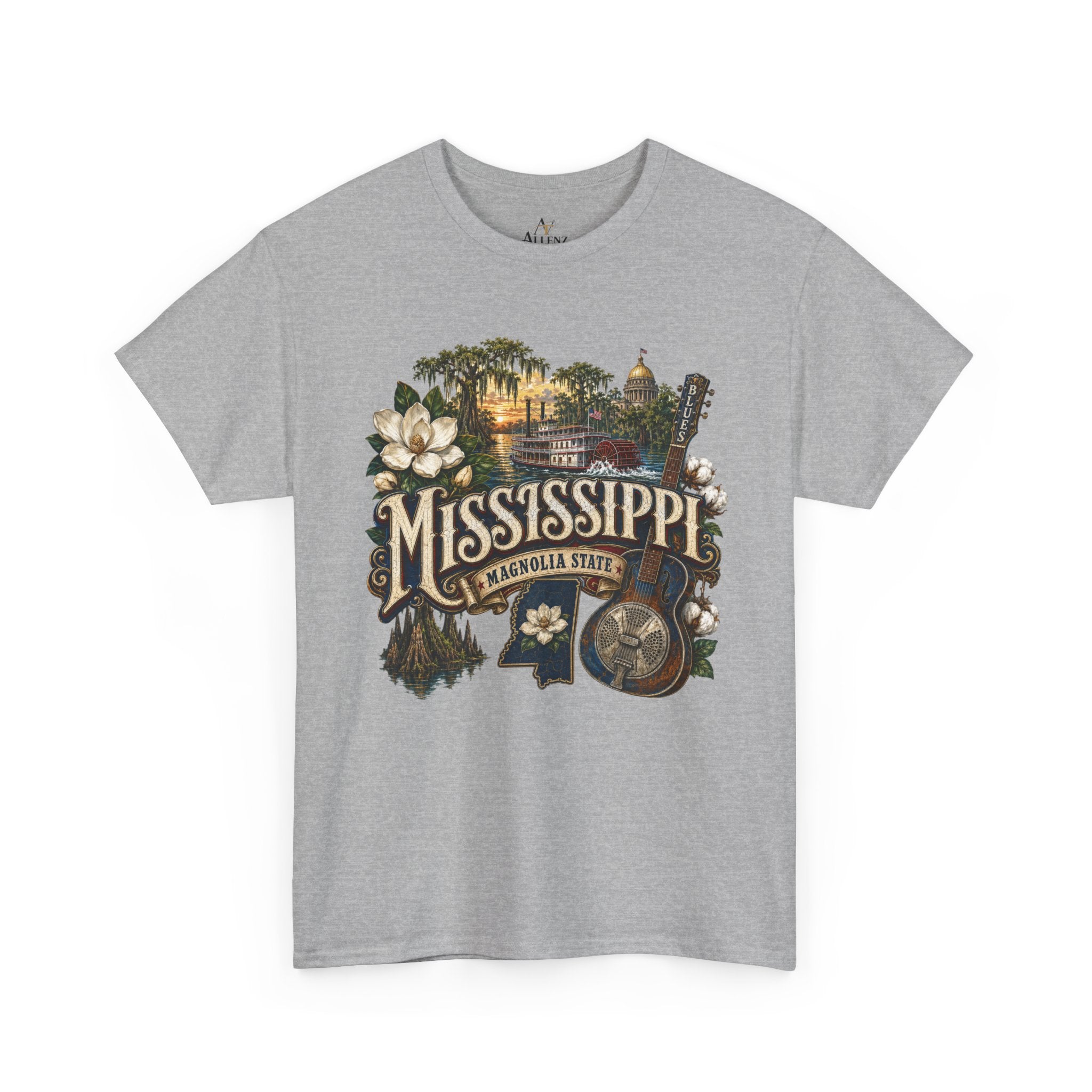 Unisex Heavy Cotton Tee🎸 Mississippi – Southern Soul and Magnolia State Pride 🎸