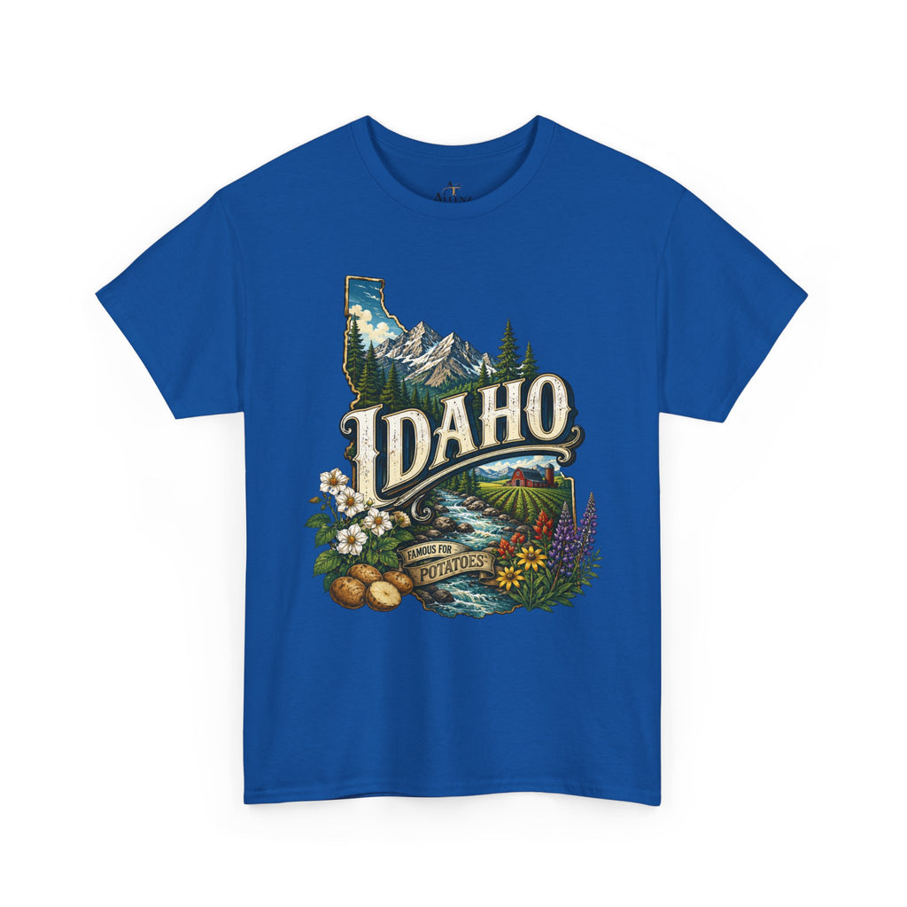 Unisex Heavy Cotton Tee 🥔 Idaho – Mountain Beauty and Rustic Country Charm 🥔
