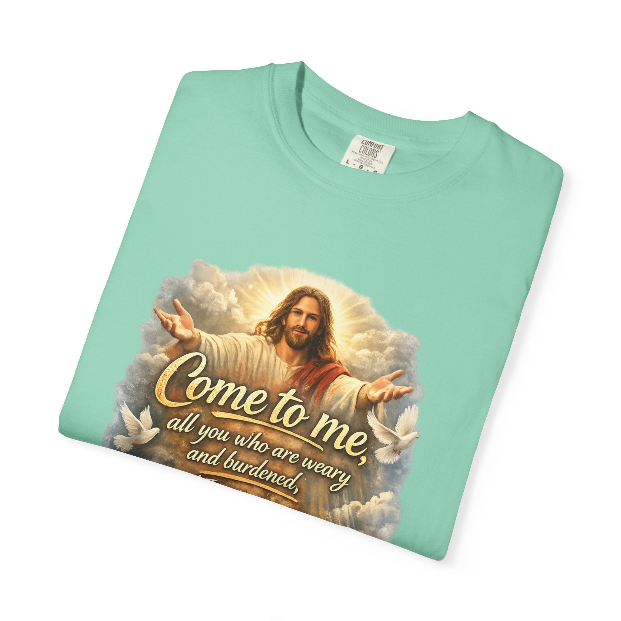 Come to Me Christian T-Shirt — "Come to me... and I will give you REST" Religious Faith Tee