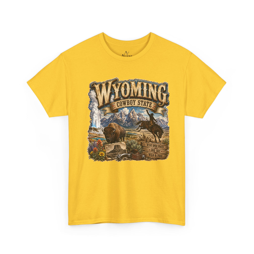 Unisex Heavy Cotton Tee🤠🏔️ Wyoming – The Cowboy State 🦬🌄