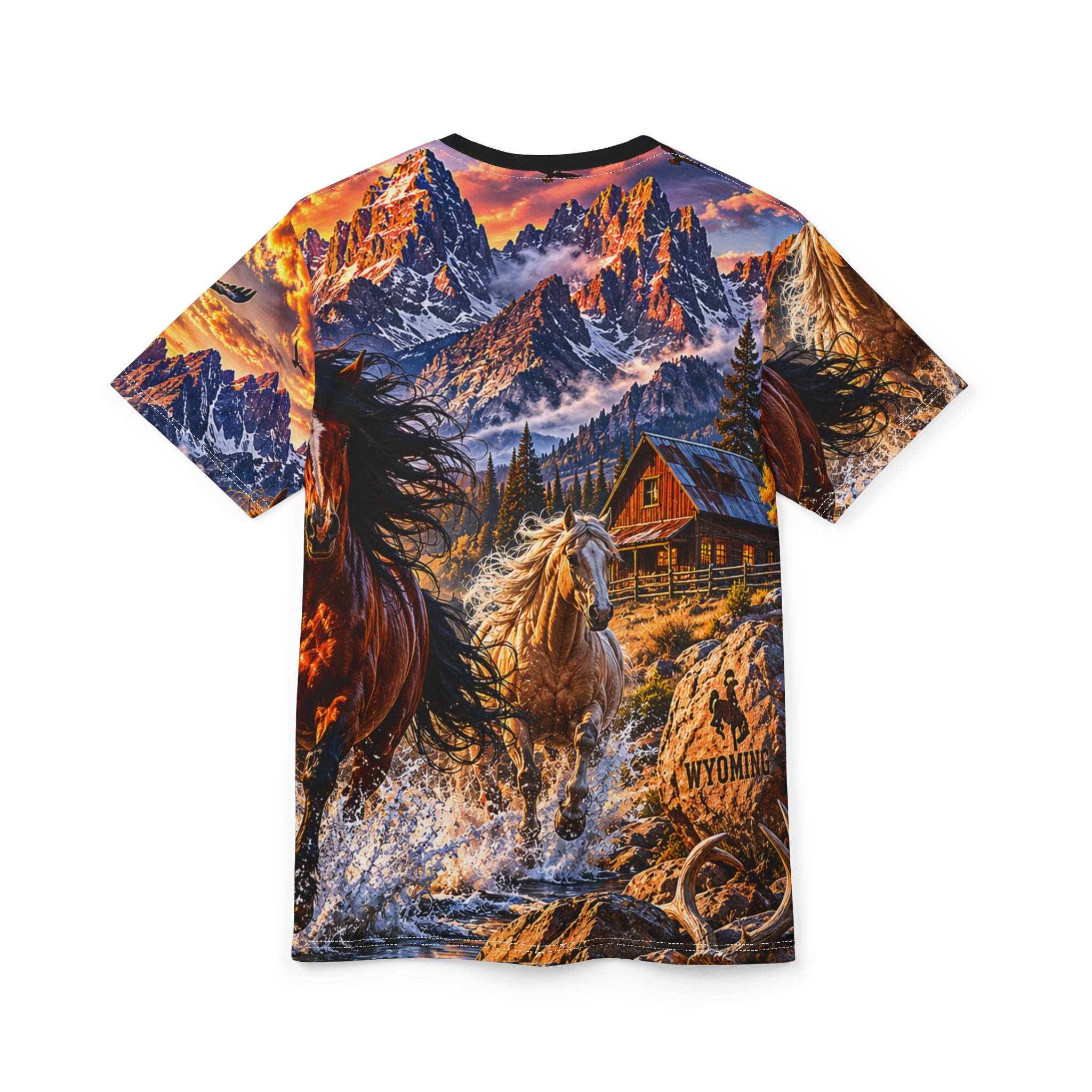 Unisex Cut and Sew Tee (AOP)  wild Wyoming horses