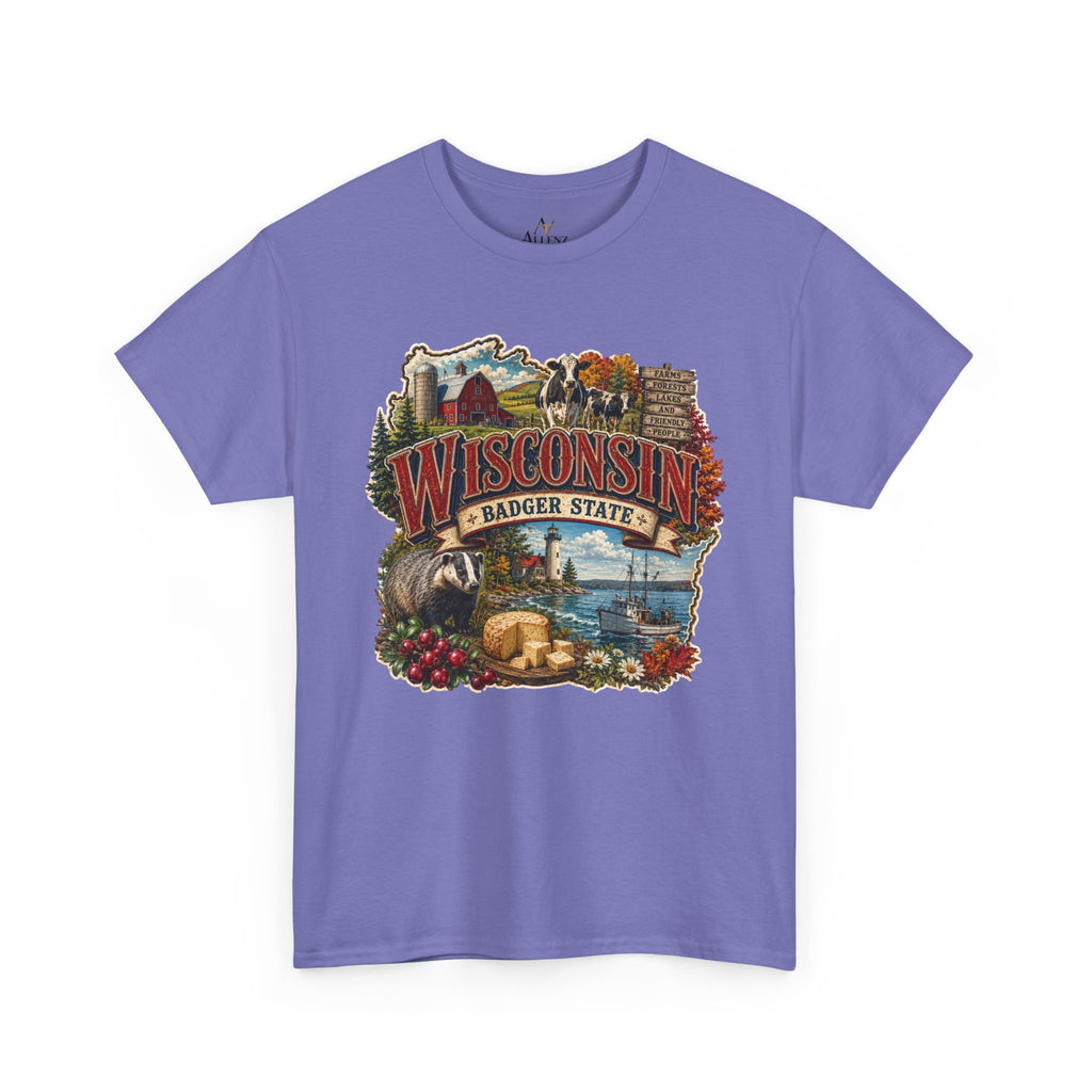 Unisex Heavy Cotton Tee🧀🌲 Wisconsin – Proudly the Badger State 🚤🐄