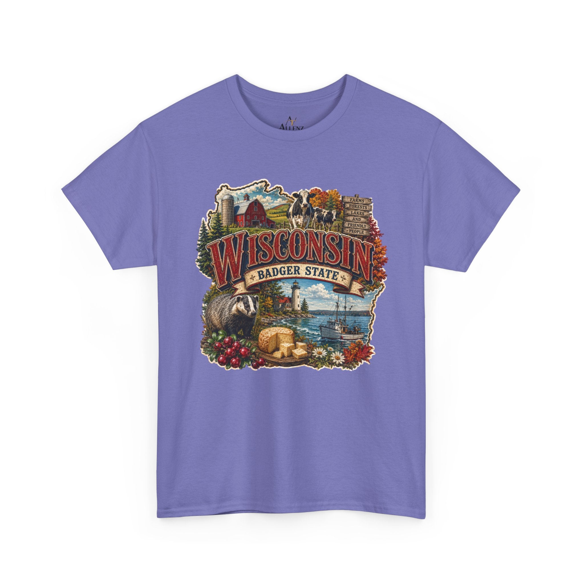 Unisex Heavy Cotton Tee🧀🌲 Wisconsin – Proudly the Badger State 🚤🐄