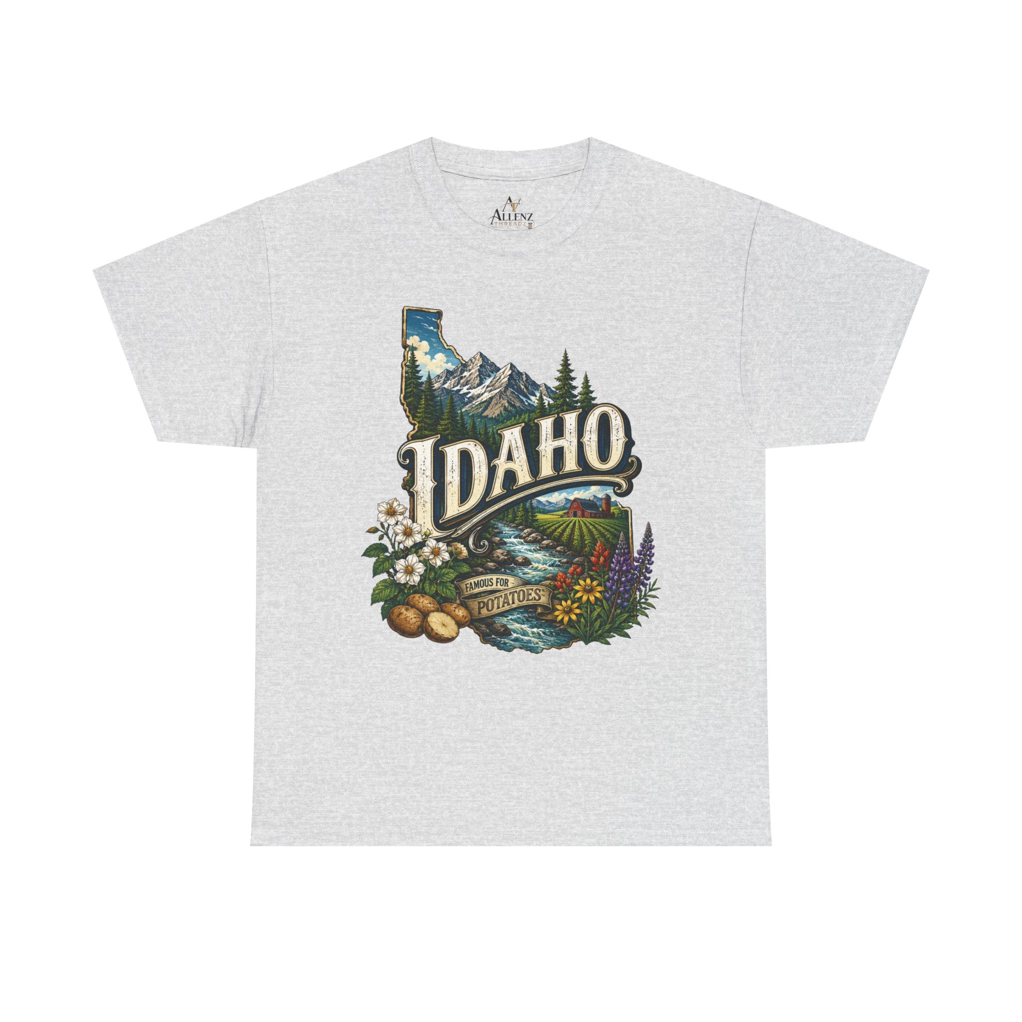Unisex Heavy Cotton Tee 🥔 Idaho – Mountain Beauty and Rustic Country Charm 🥔