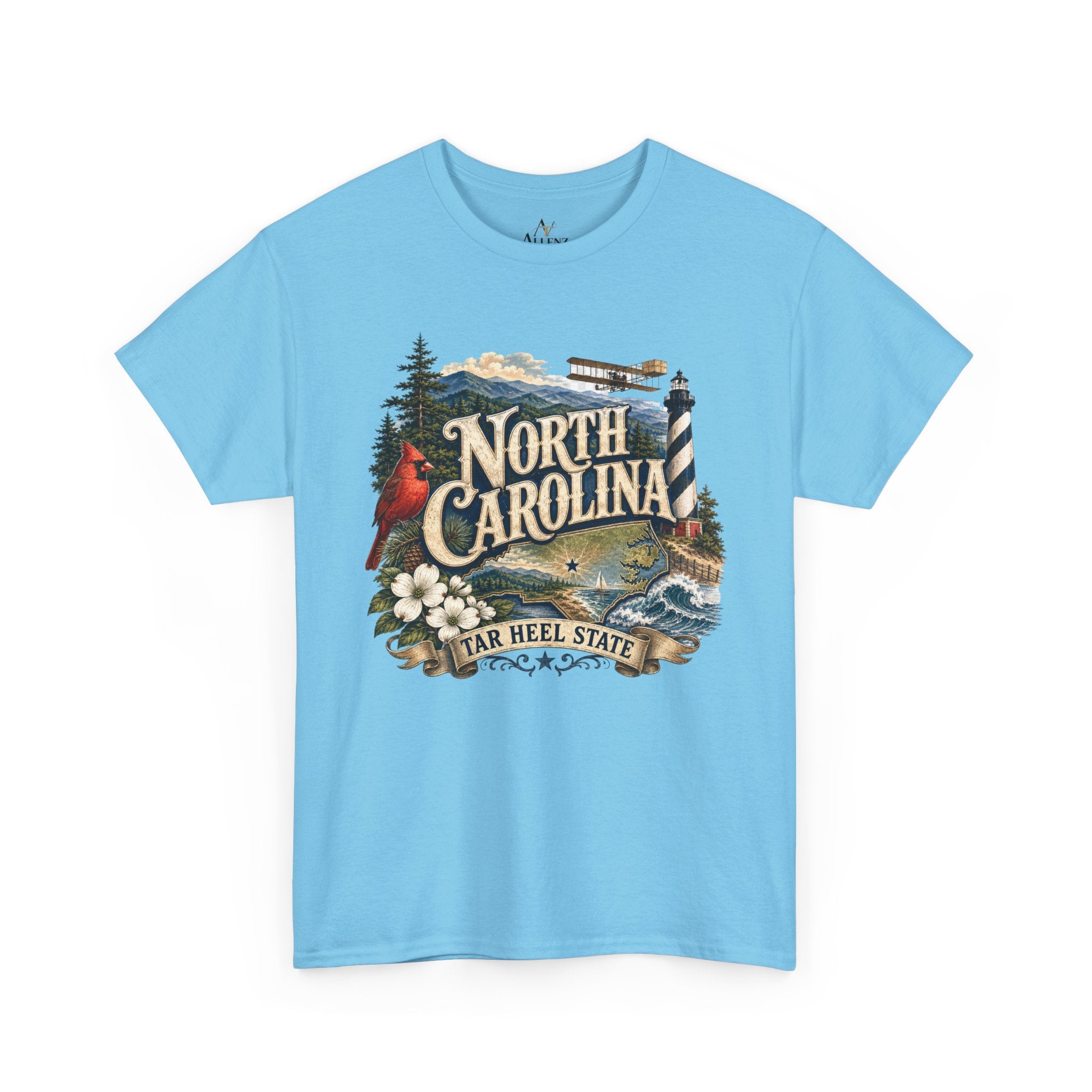 Unisex Heavy Cotton Tee🌲 North Carolina – Coastal Beauty and Mountain Adventure 🌊✈️