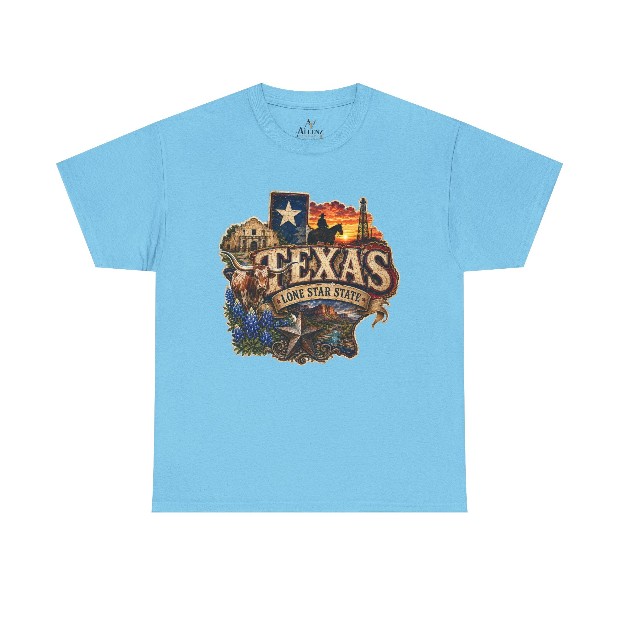 Unisex Heavy Cotton Tee⭐🤠 Texas – Pride of the Lone Star State 🌵🐂
