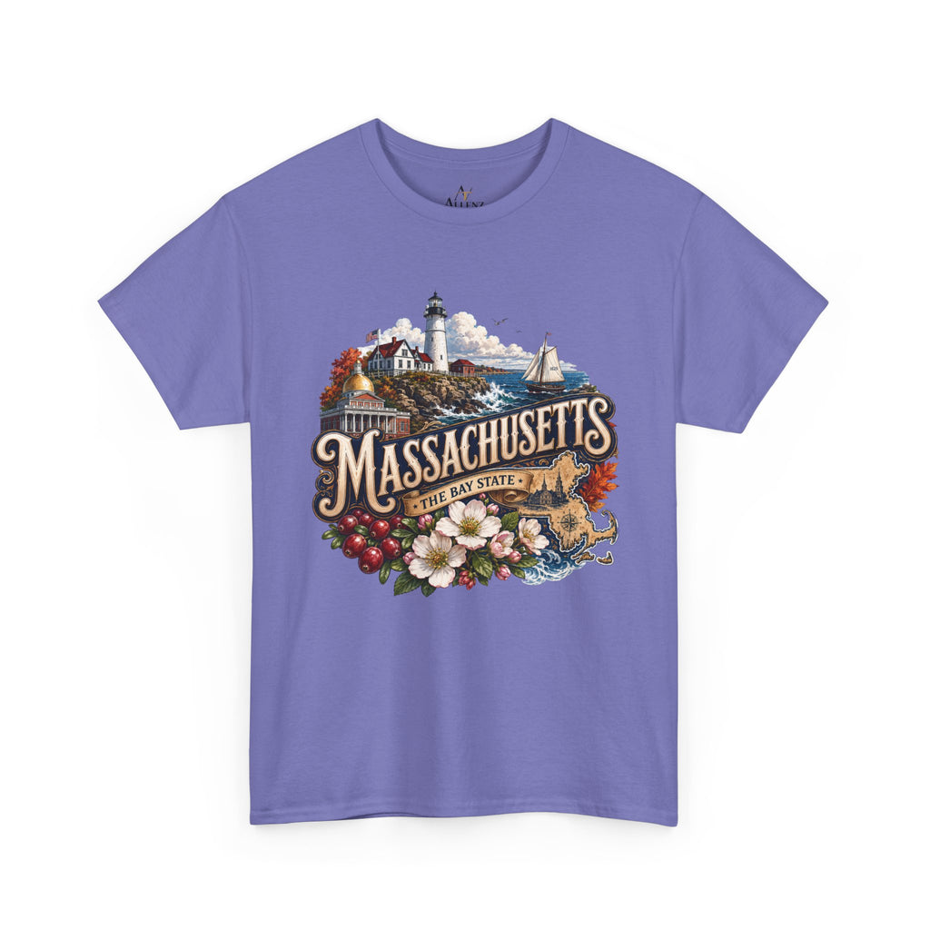 Unisex Heavy Cotton Tee ⚓ Massachusetts – Historic Coastal Pride