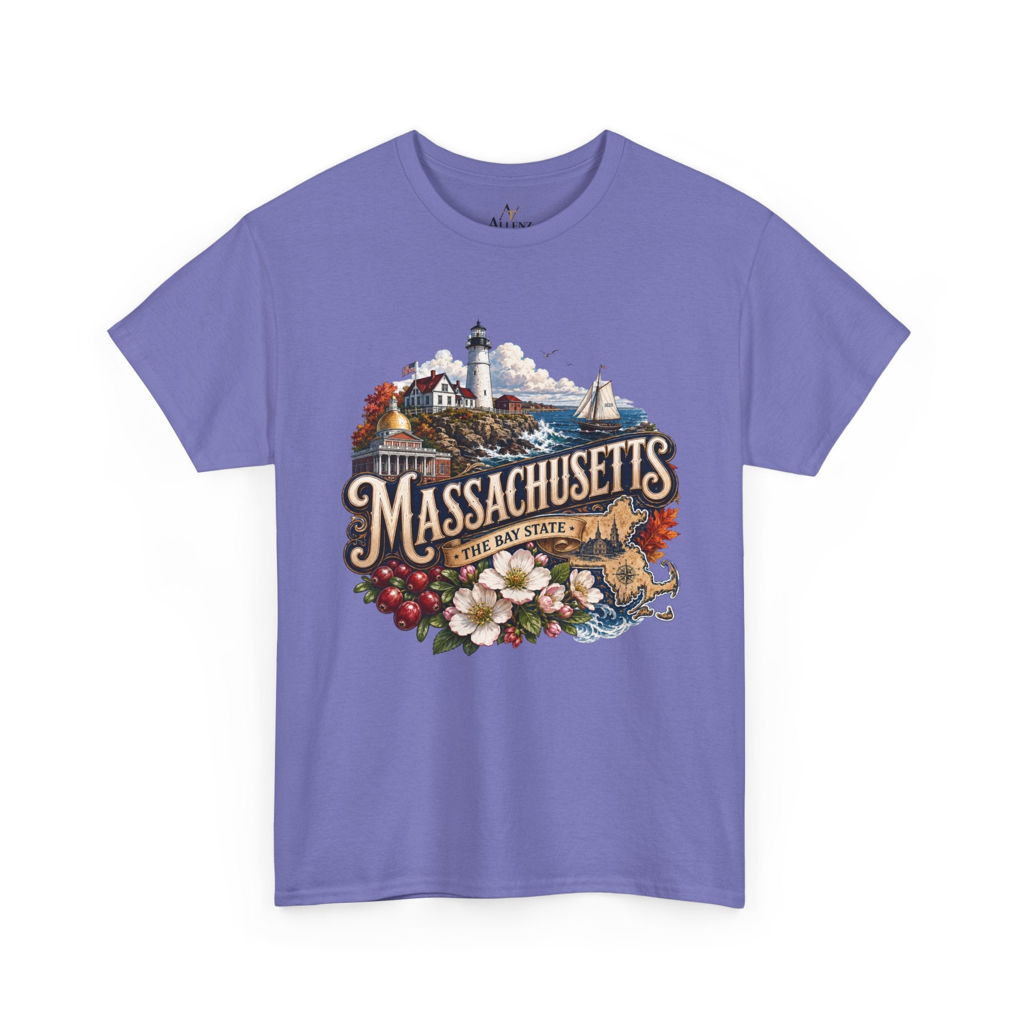 Unisex Heavy Cotton Tee ⚓ Massachusetts – Historic Coastal Pride