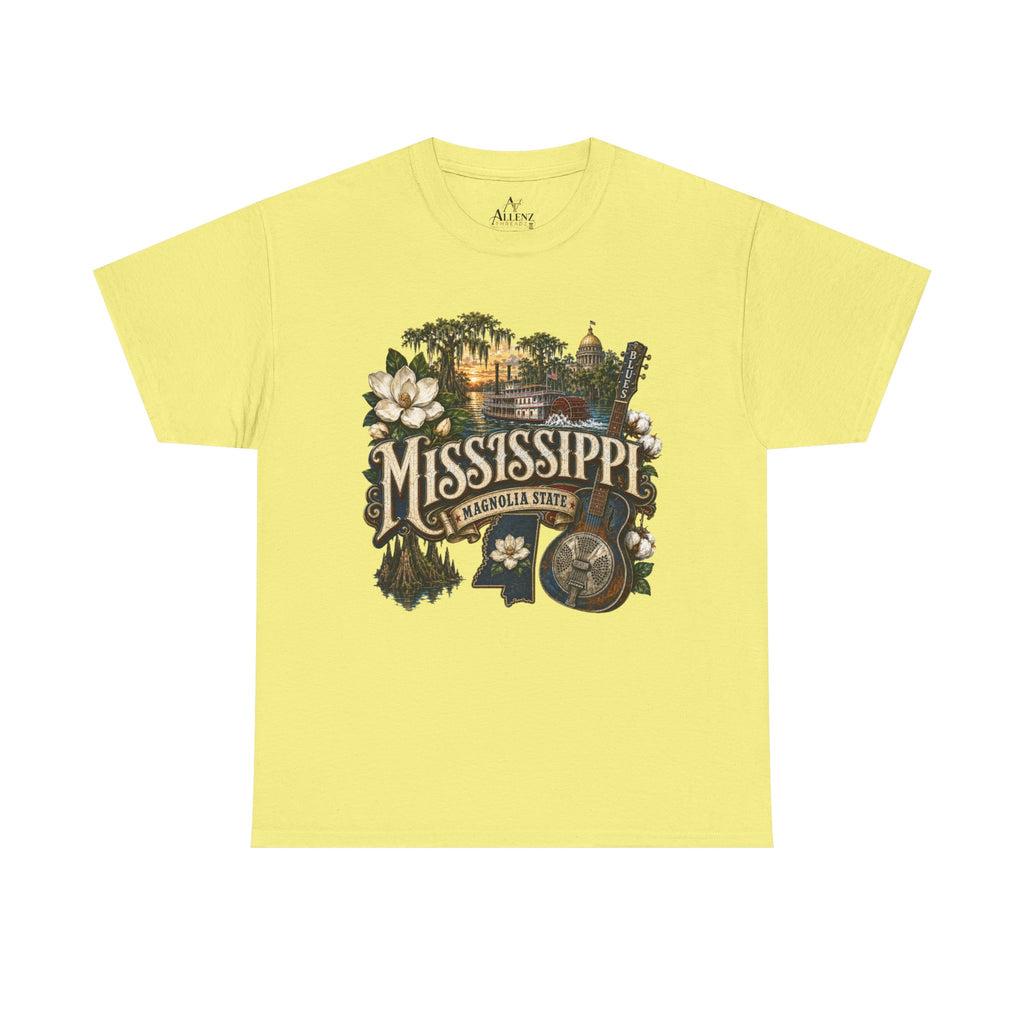 Unisex Heavy Cotton Tee🎸 Mississippi – Southern Soul and Magnolia State Pride 🎸