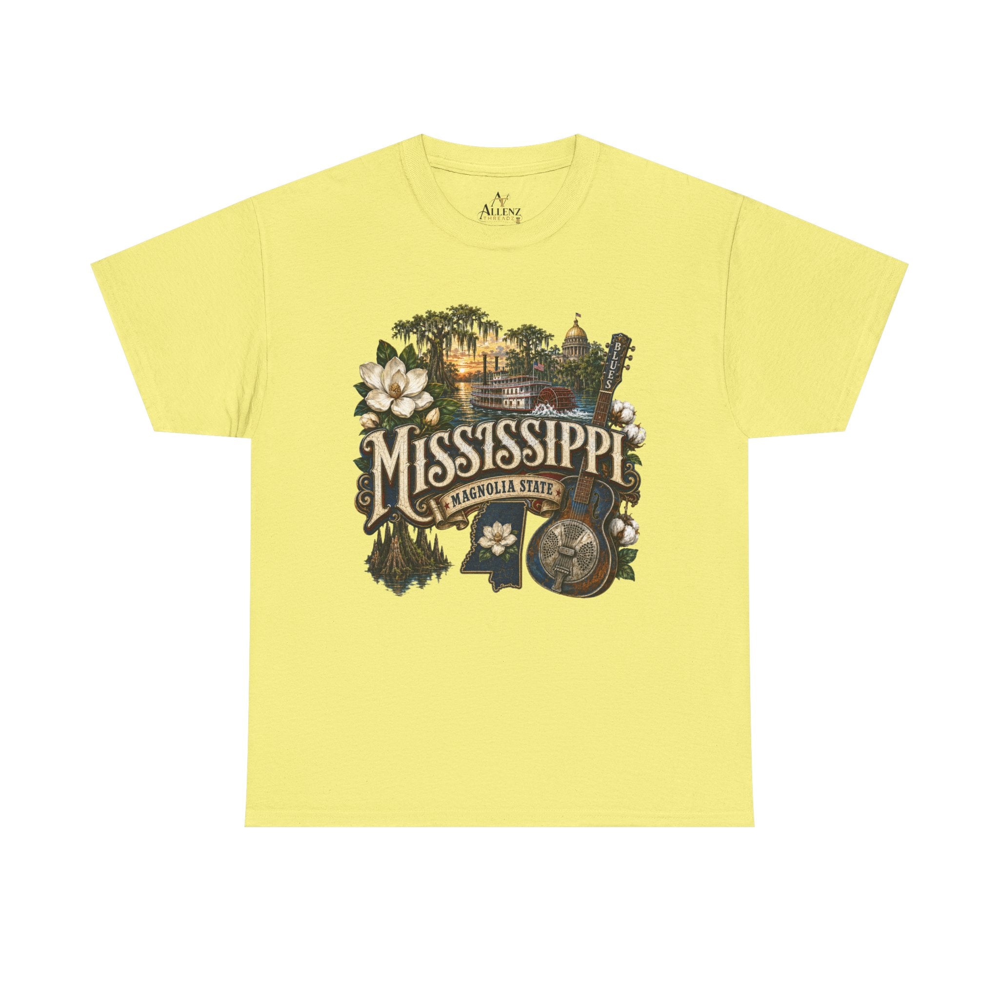 Unisex Heavy Cotton Tee🎸 Mississippi – Southern Soul and Magnolia State Pride 🎸