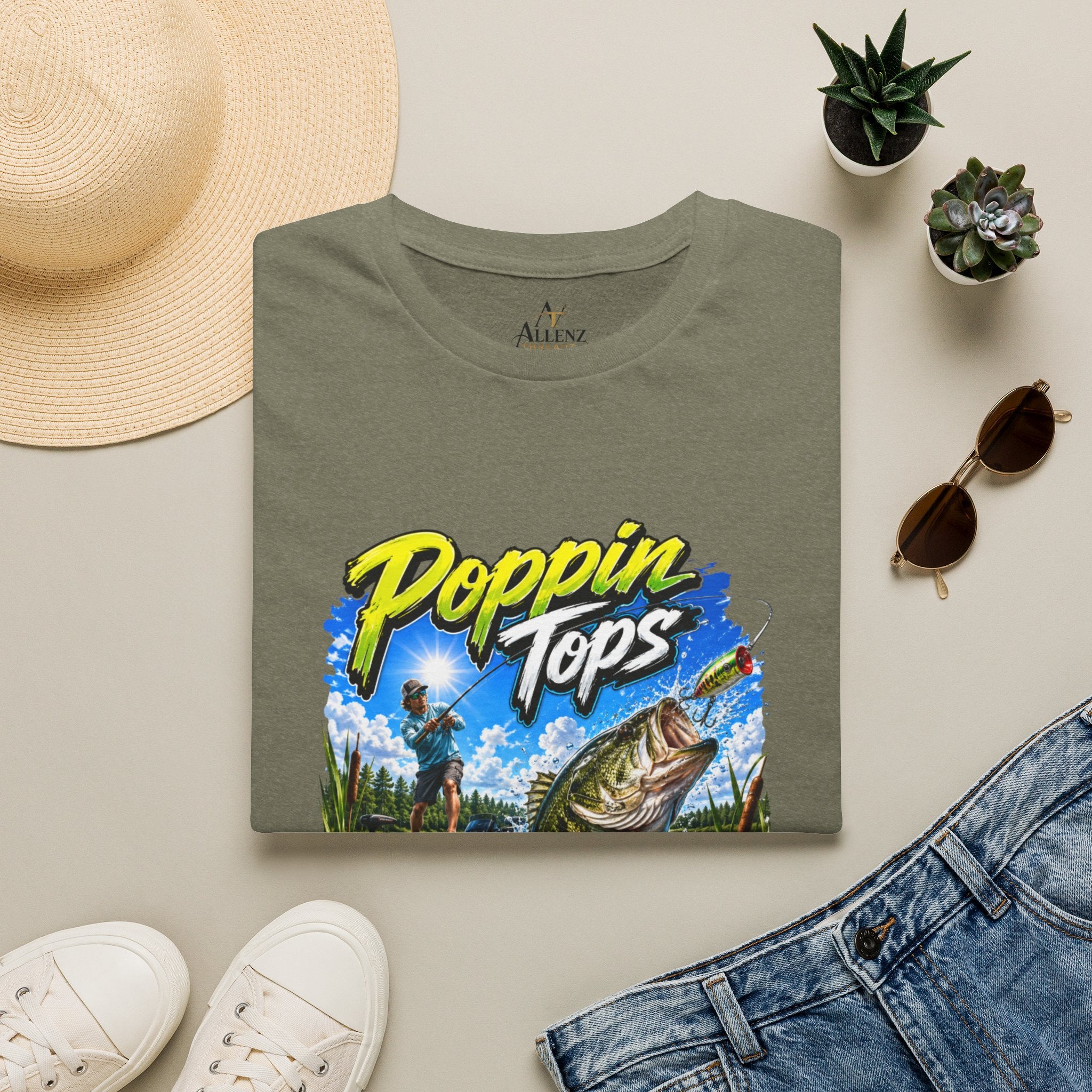 Poppin Tops Rippin Lips Fishing Shirt Unisex Softstyle T-Shirt