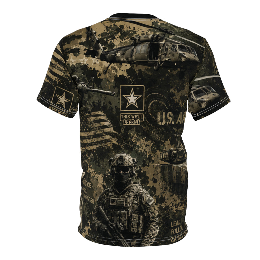 Unisex Cut and Sew Tee (AOP) ARMY