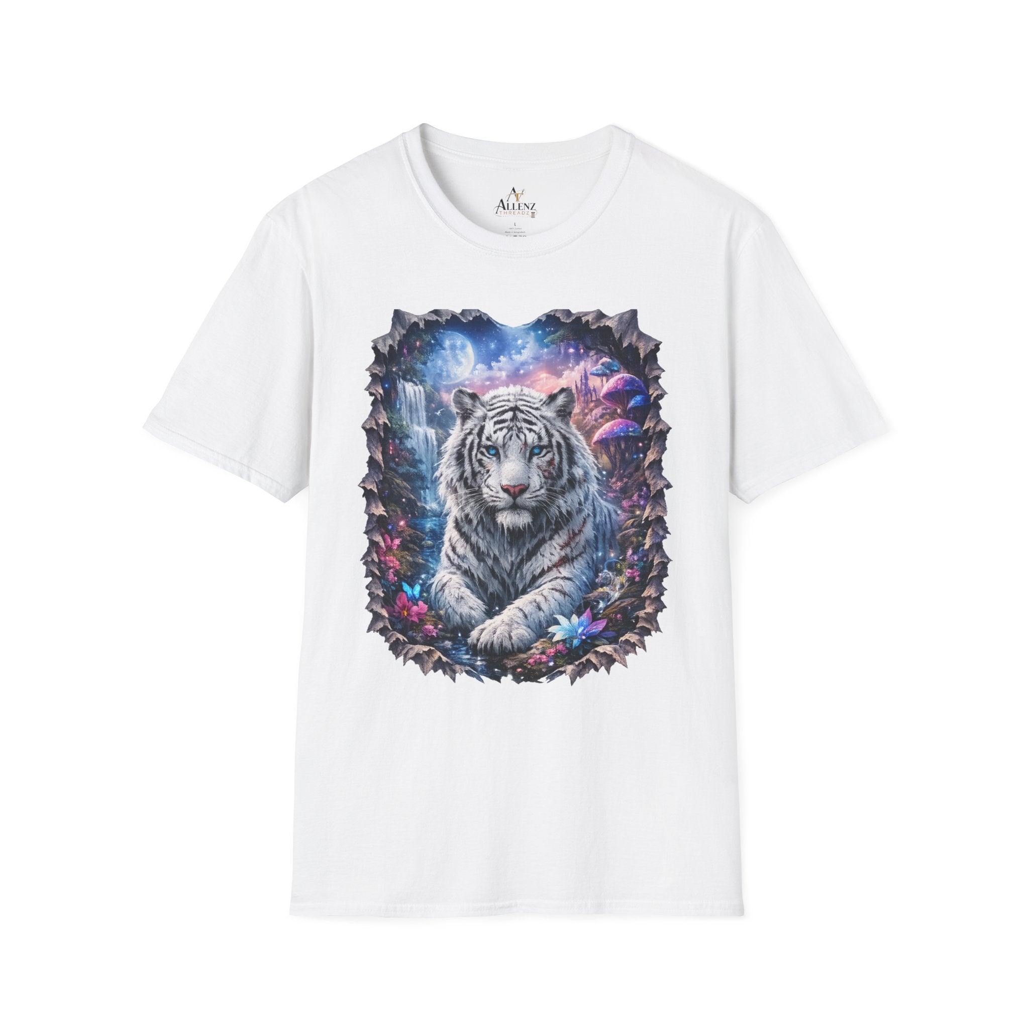 Fantasy white Bengal tiger Unisex Softstyle T-Shirt -