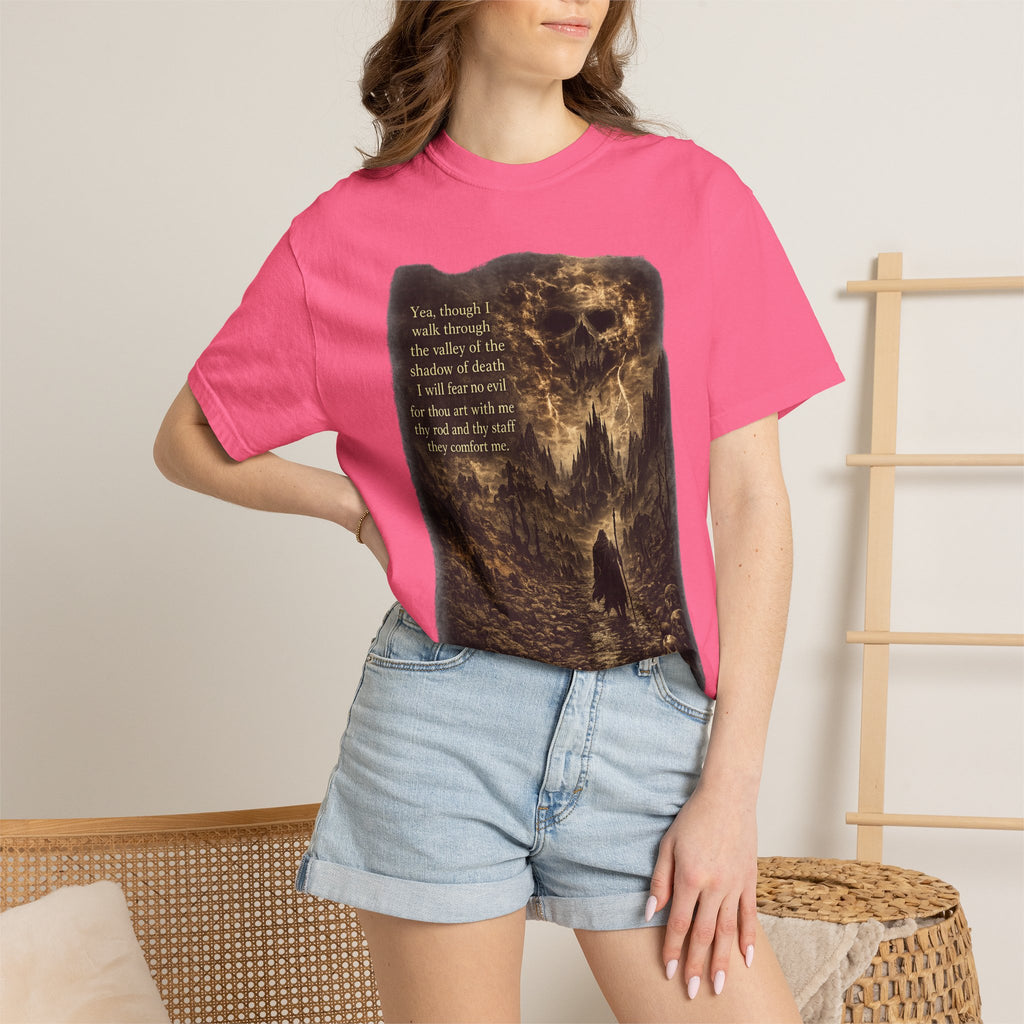 Skull Cavern Gothic T-Shirt — 'You…walk through the valley of the shadow of death' Graphic Tee