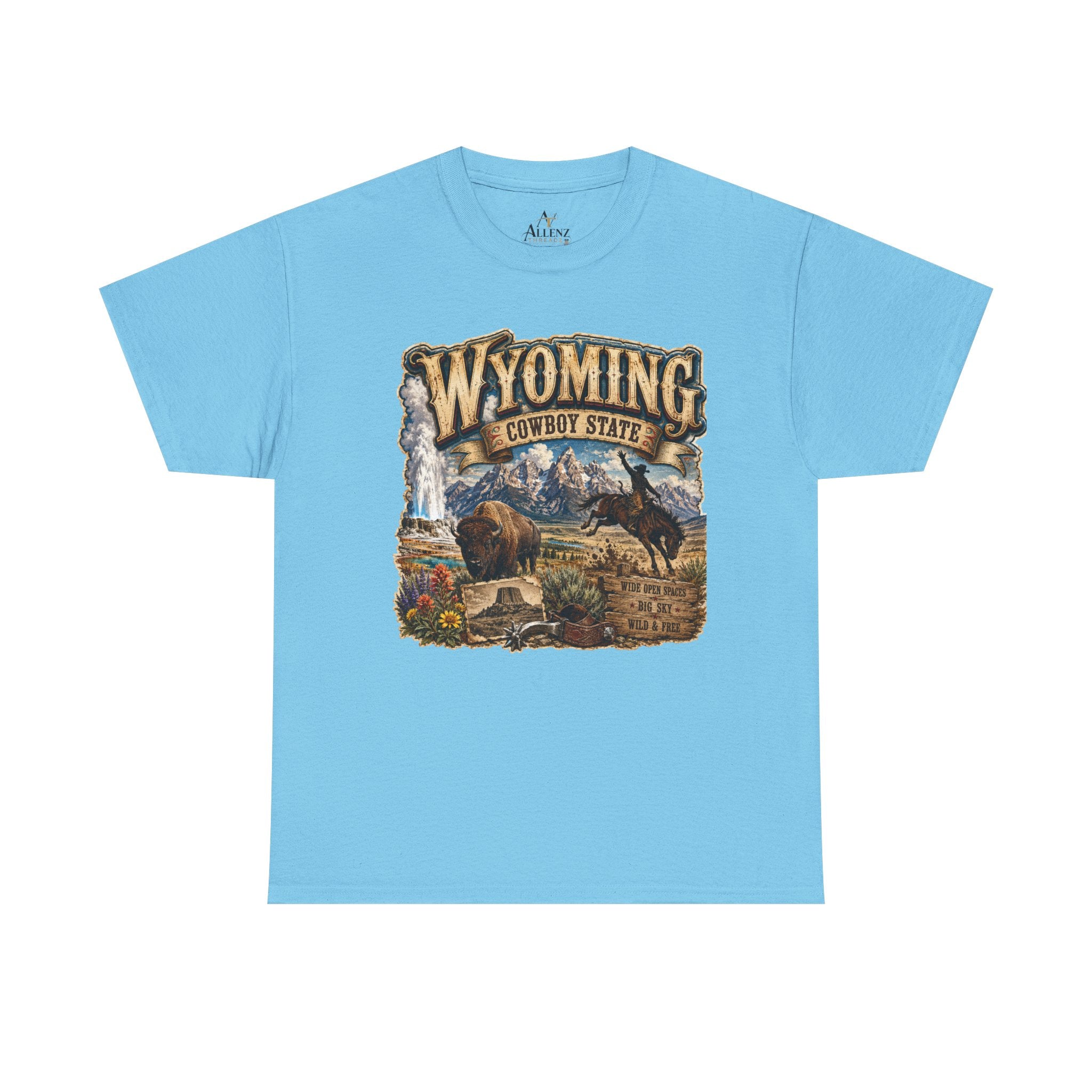 Unisex Heavy Cotton Tee🤠🏔️ Wyoming – The Cowboy State 🦬🌄