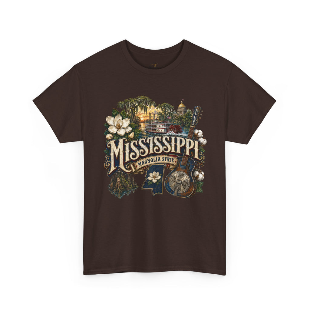 Unisex Heavy Cotton Tee🎸 Mississippi – Southern Soul and Magnolia State Pride 🎸