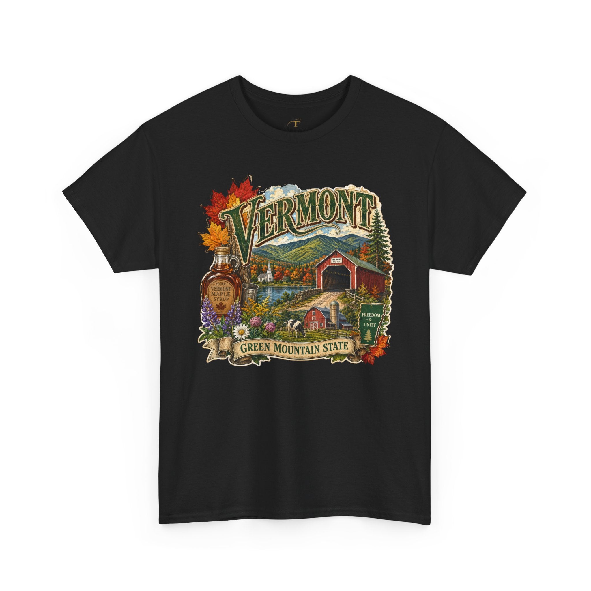 Unisex Heavy Cotton Tee🍁🏔️ Vermont – Beauty of the Green Mountain State 🍁🚜