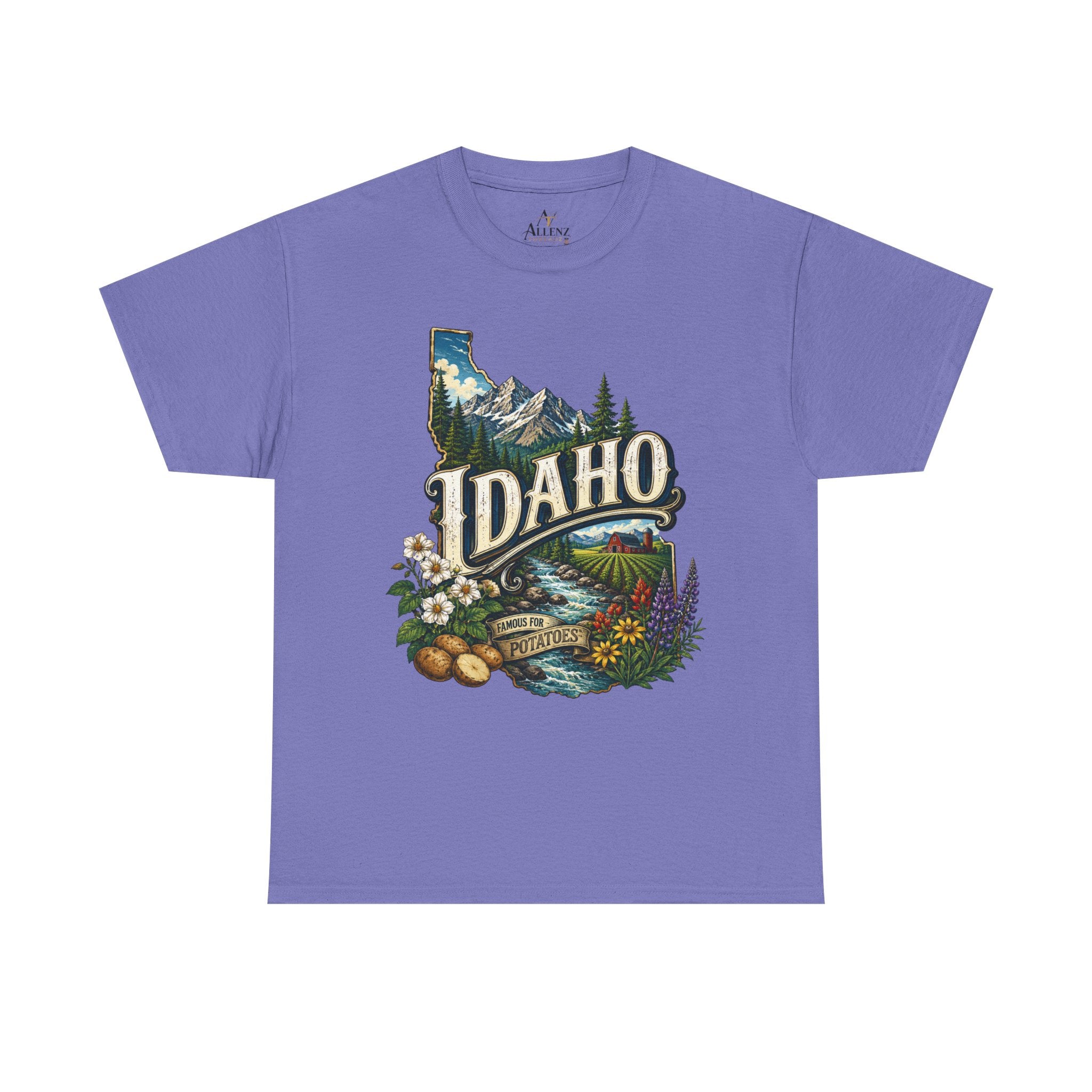 Unisex Heavy Cotton Tee 🥔 Idaho – Mountain Beauty and Rustic Country Charm 🥔